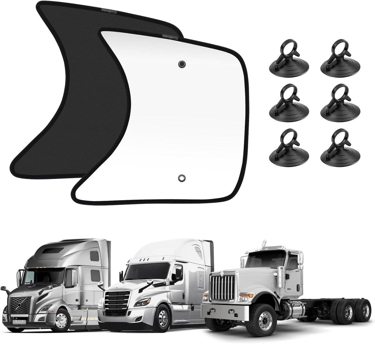KUST 2PCS 23''*21.6'' Side Window Shades for Semi Truck/Heavy Duty Truck - Freightliner Cascadia, Volvo, Mack, Kenworth, Peterbilt, International LT, Western Star - Mesh Shade - Truck Accessories