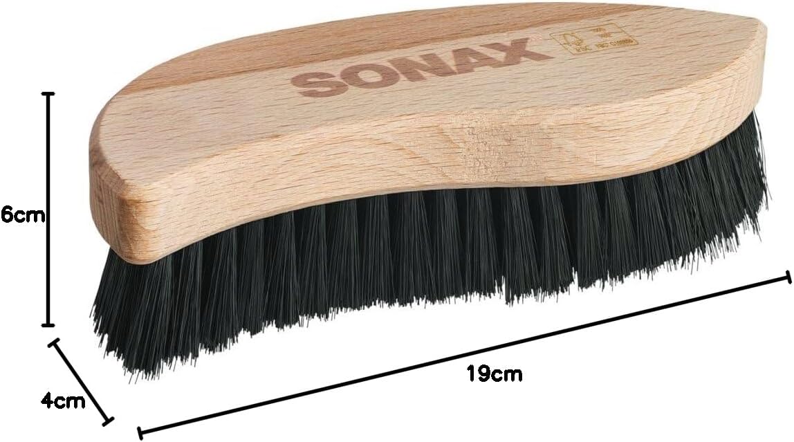 SONAX Textile & Leather Brush | Professional Interior Cleaning Brush for Fabric Upholstery Alcantara & Leather Surfaces | Durable, Ergonomic Car Detailing Tool | 416741