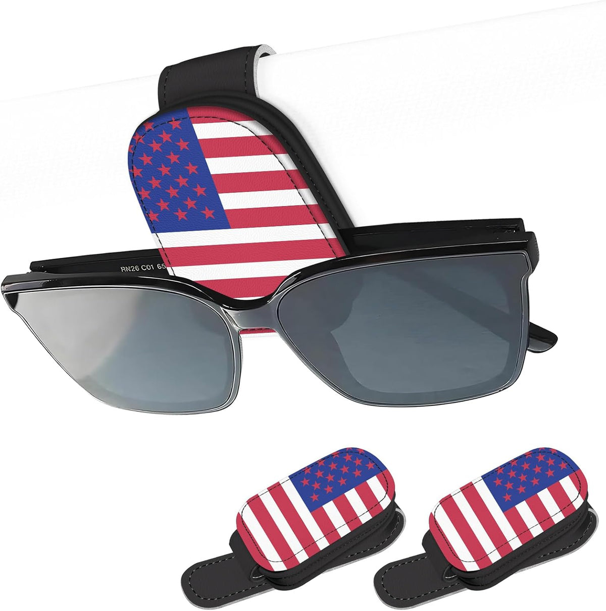 2 Pack Sunglass Holder for Car Visor, Universal Magnetic Car Sunglass Holder for Different Size Eyeglasses, Car Visor Accessories (Leopard-Blue)