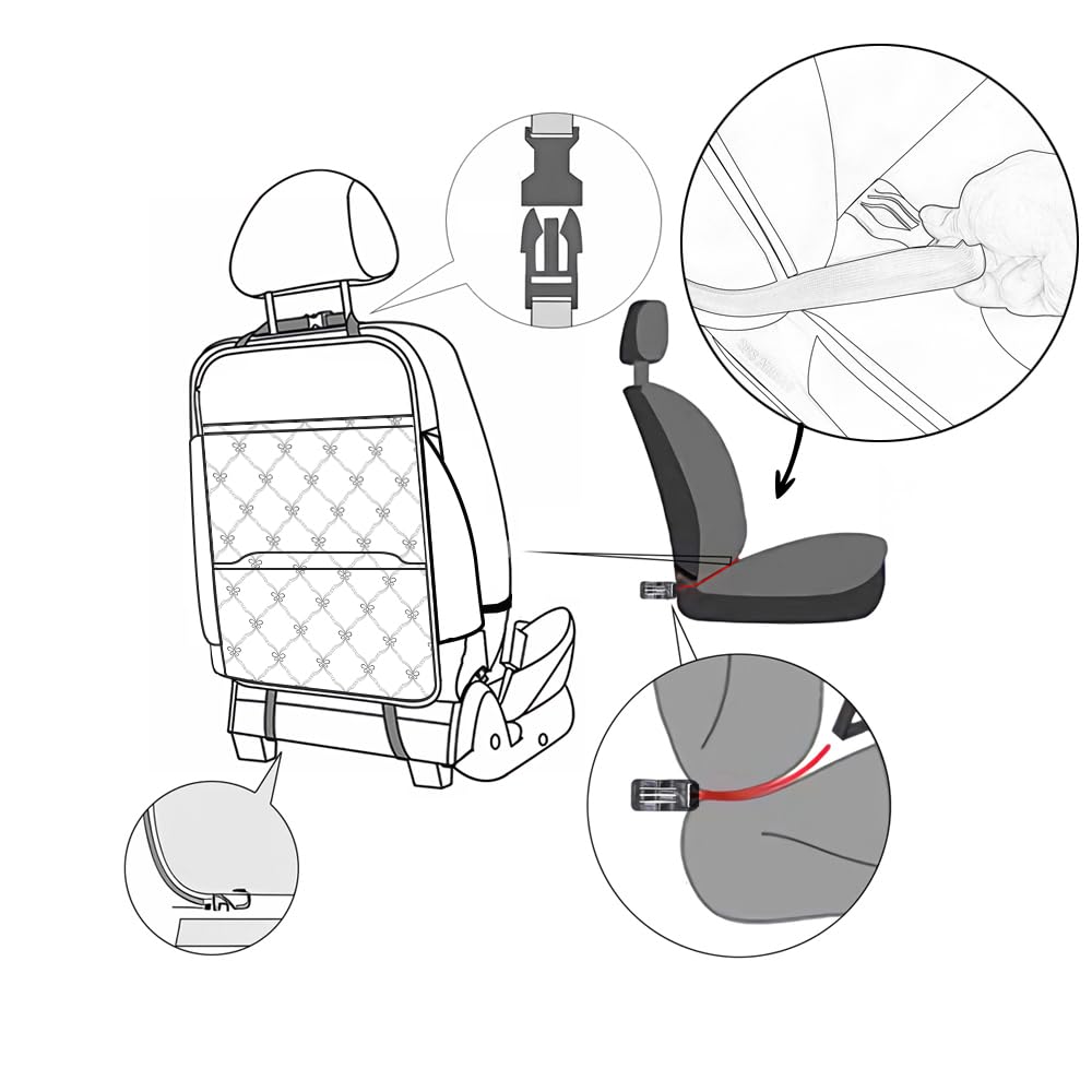 TAIKOO Seat Back Protector w/Dual Pockets,Guards Seats from Kicks & Scuffs