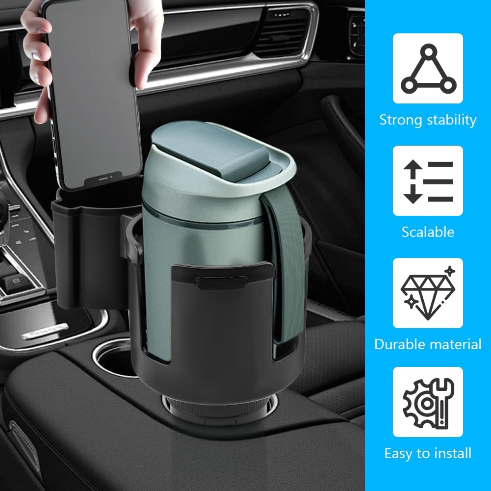 Car Cup Holder Expander, 2-in-1 Adjustable Adapter for 10-48oz Mugs