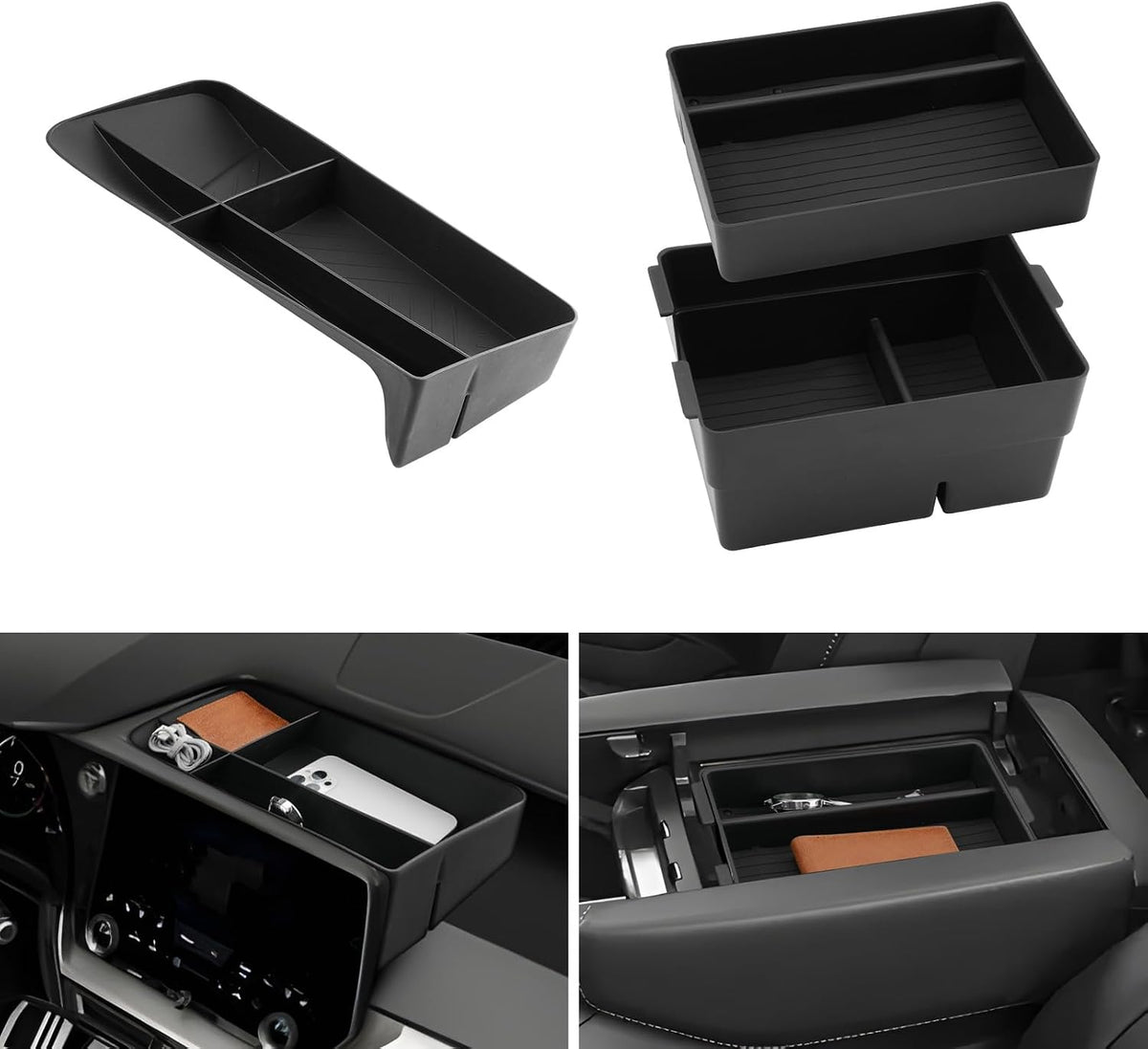 LUWU 2025 2026 Lexus RX350 Center Console Organizer for 2023 2024 2025 2026 Lexus RX350/RX450/RX500 Accessories Armrest Console Storage Box Glove Organizer Tray ABS Material Black