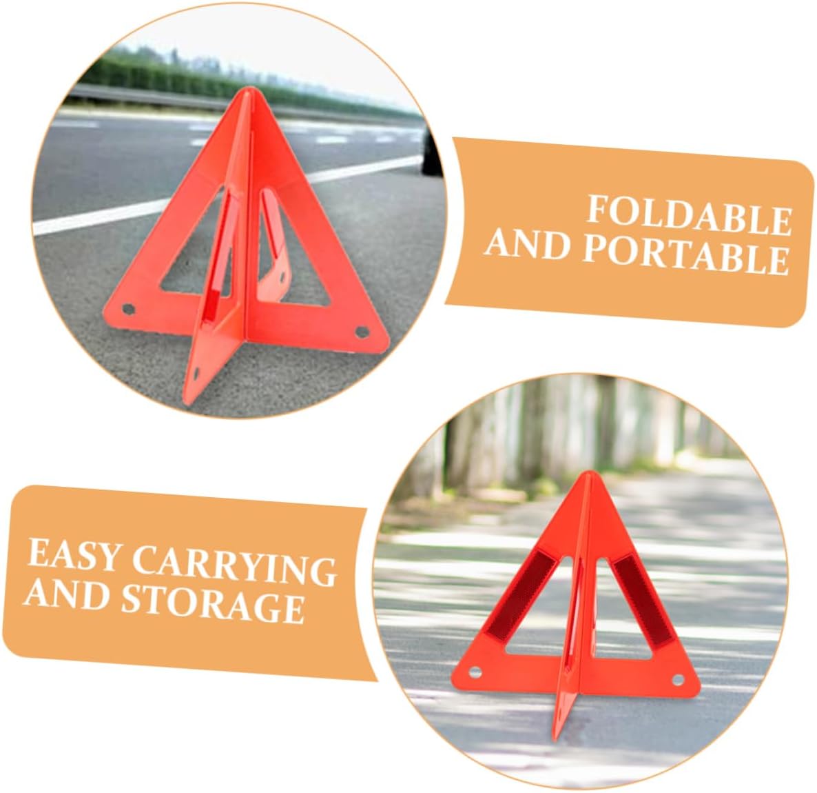 5pcs Foldable Reflective Safety Triangle for Vehicle Roadside Alerts