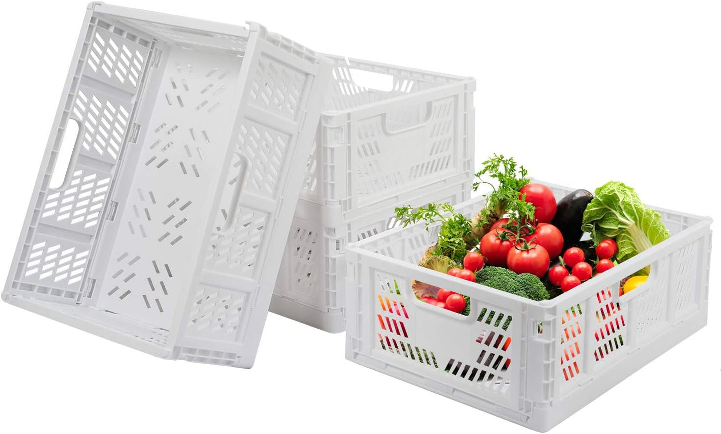 Phyllia 4 PC Baskets Plastic for Shelf Home Kitchen Storage Bin Organizer, Stackable Container Crate for Bedroom Bathroom Office Clothes Beauty(Blue, 13.3x10.2x5.1)