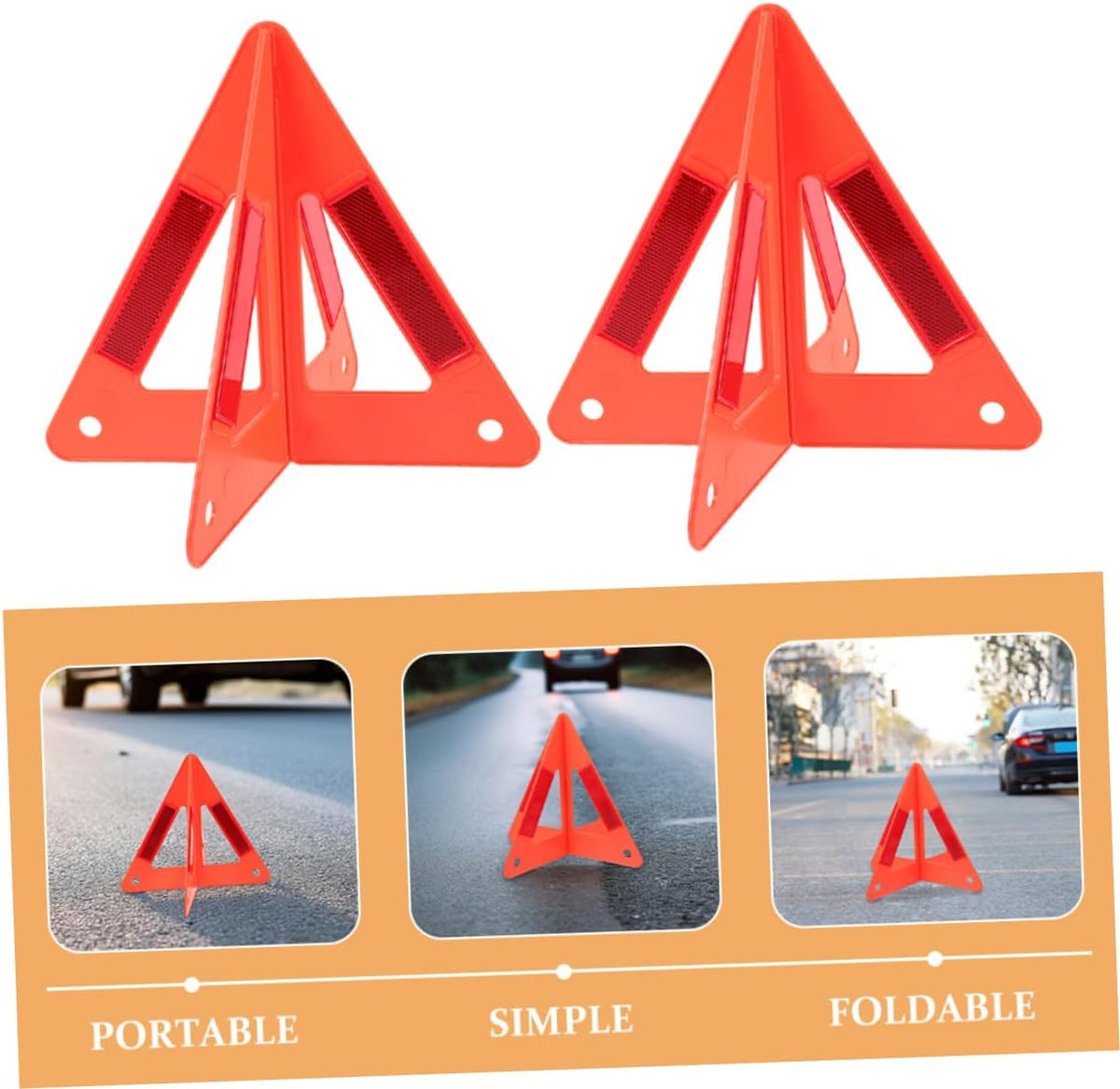 5pcs Reflective Road Warning Triangles for Vehicle Emergency Safety