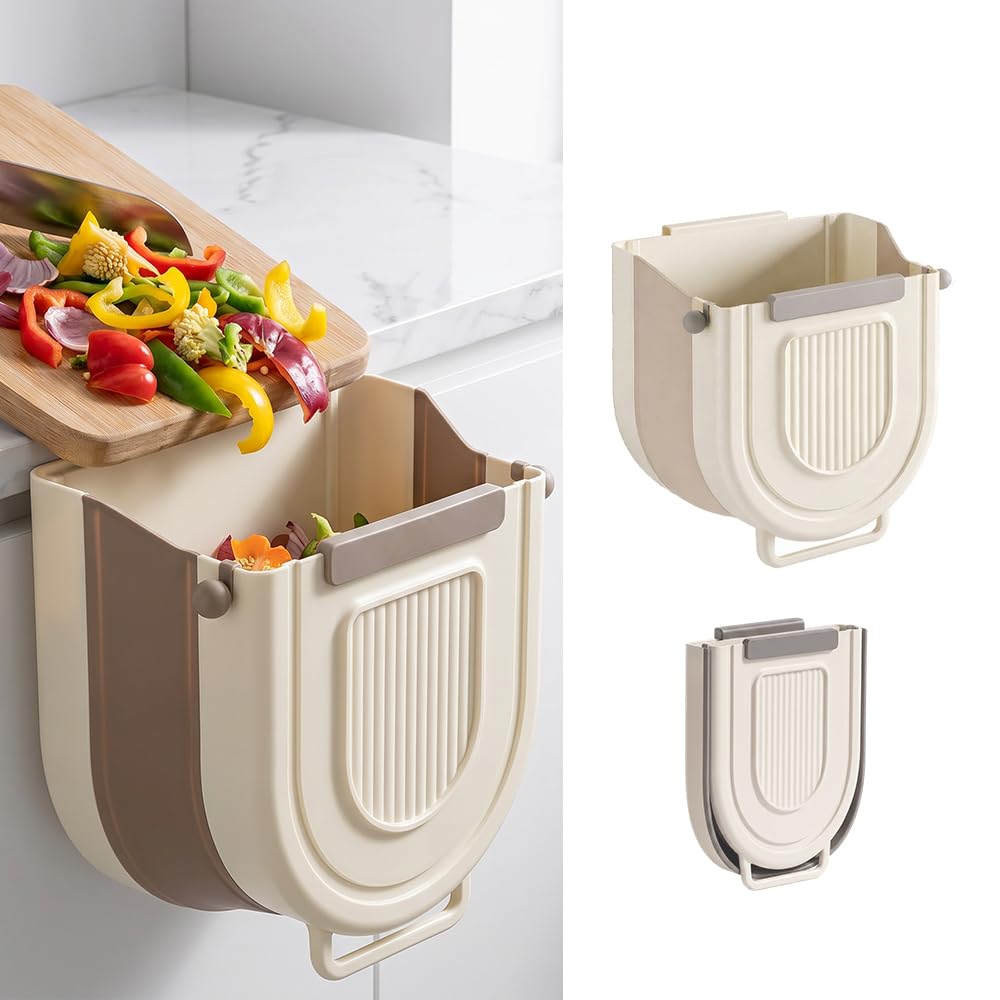 Multipurpose Hanging Collapsible Trash Can,Gray:8.5*8.7*4.9in-1.84Gal