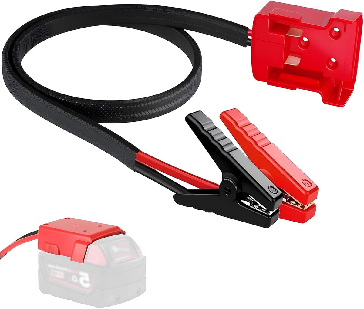 Jumper Cable Clamps Compatible with Dewalt 20V Battery, 2.95FT 8AWG Silicone Wire Jumper Starter, Automotive Booster Cable for Jump Starting Car Using Tool Battery, 200°C Heat Resistant