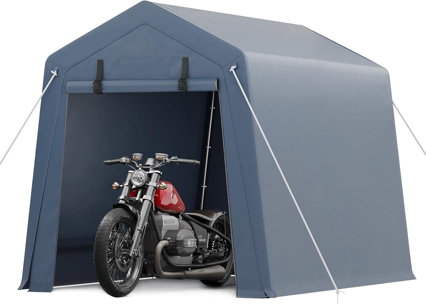 6x8 FT Outdoor Storage Shelter Shed Carport with Roll Up Door Windows Waterproof Portable Garage Heavy Duty Tent for Motorcycle Bike Firewood Tools Ventilated