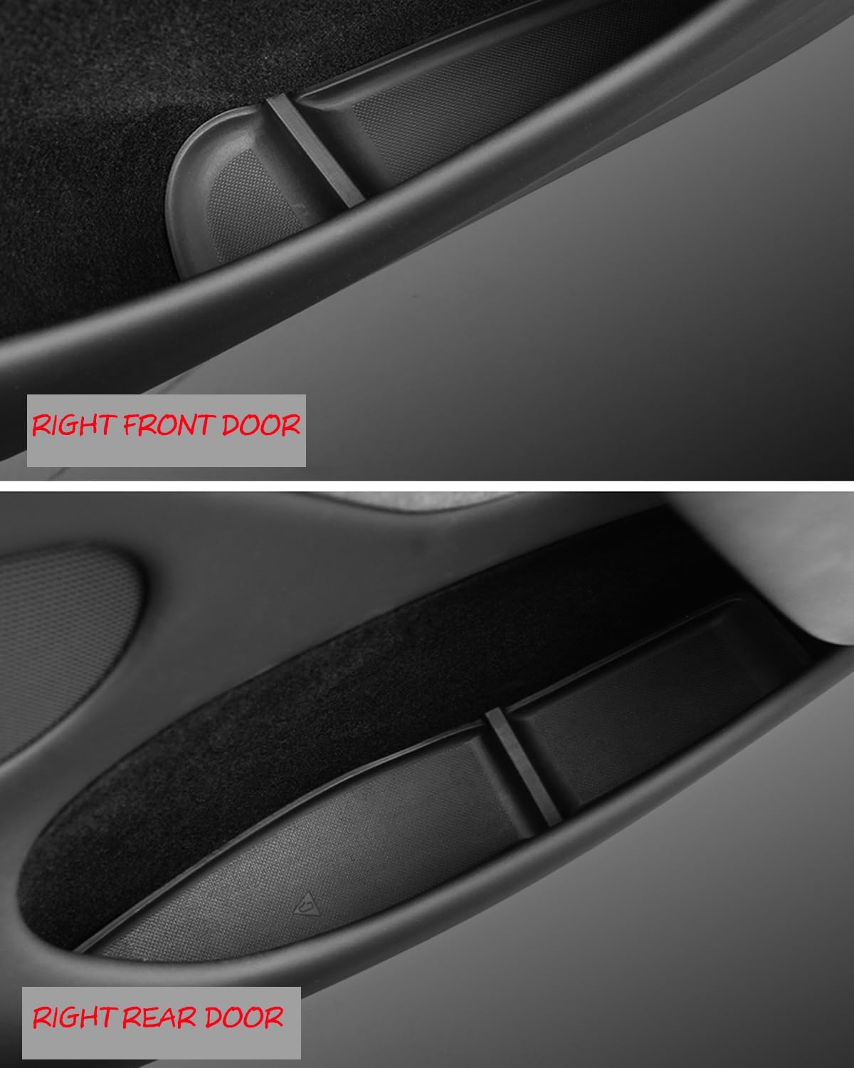 Door Side Pocket Storage Box Liners, 4pcs TPE Front & Rear Door Pocket Inner Organizer Trays and Cup Holder Pad Compatible with Tesla Model Y Juniper Accessories 2025 2026