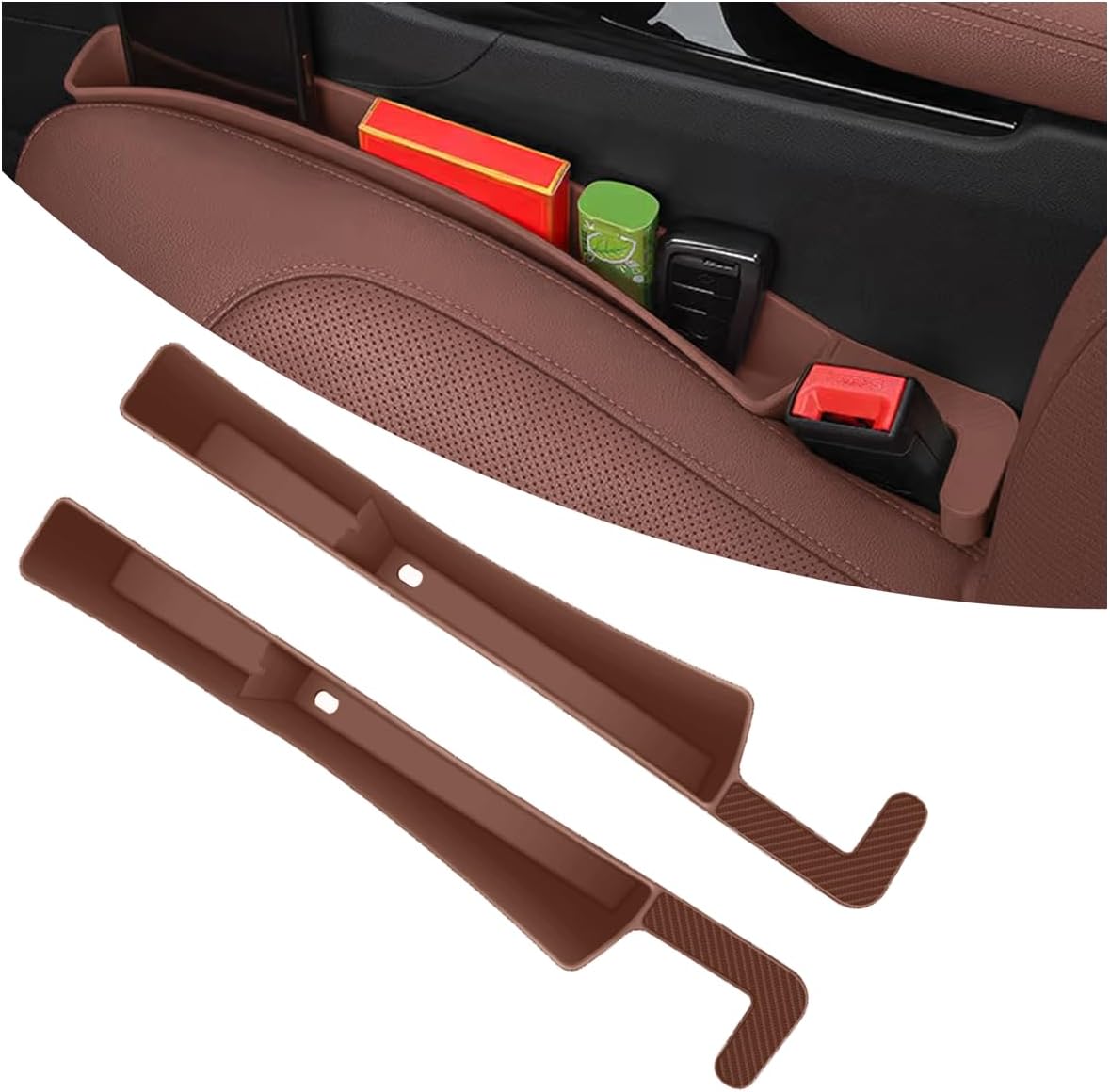2PCS Car Seat Gap Filler, Anti-Drop Vehicle Console Crevice Blocker with 2 Storage Areas, Seat Side Seam Organizer Plug from Droping, Universal Automotive Interior Accessories (Black)