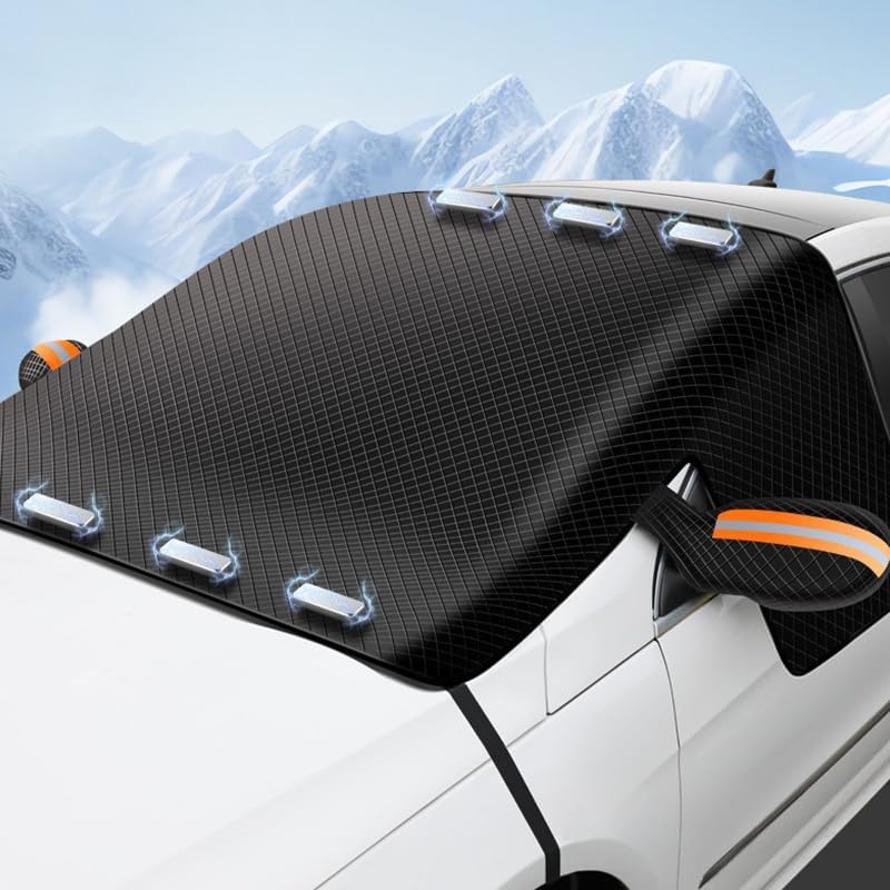 Car Snow Cover for VW Jetta 2010–2025, Windshield Cover for Ice and Snow for Winter, Magnetic Frost Guard Windshield Cover with Side Mirror Cover,B
