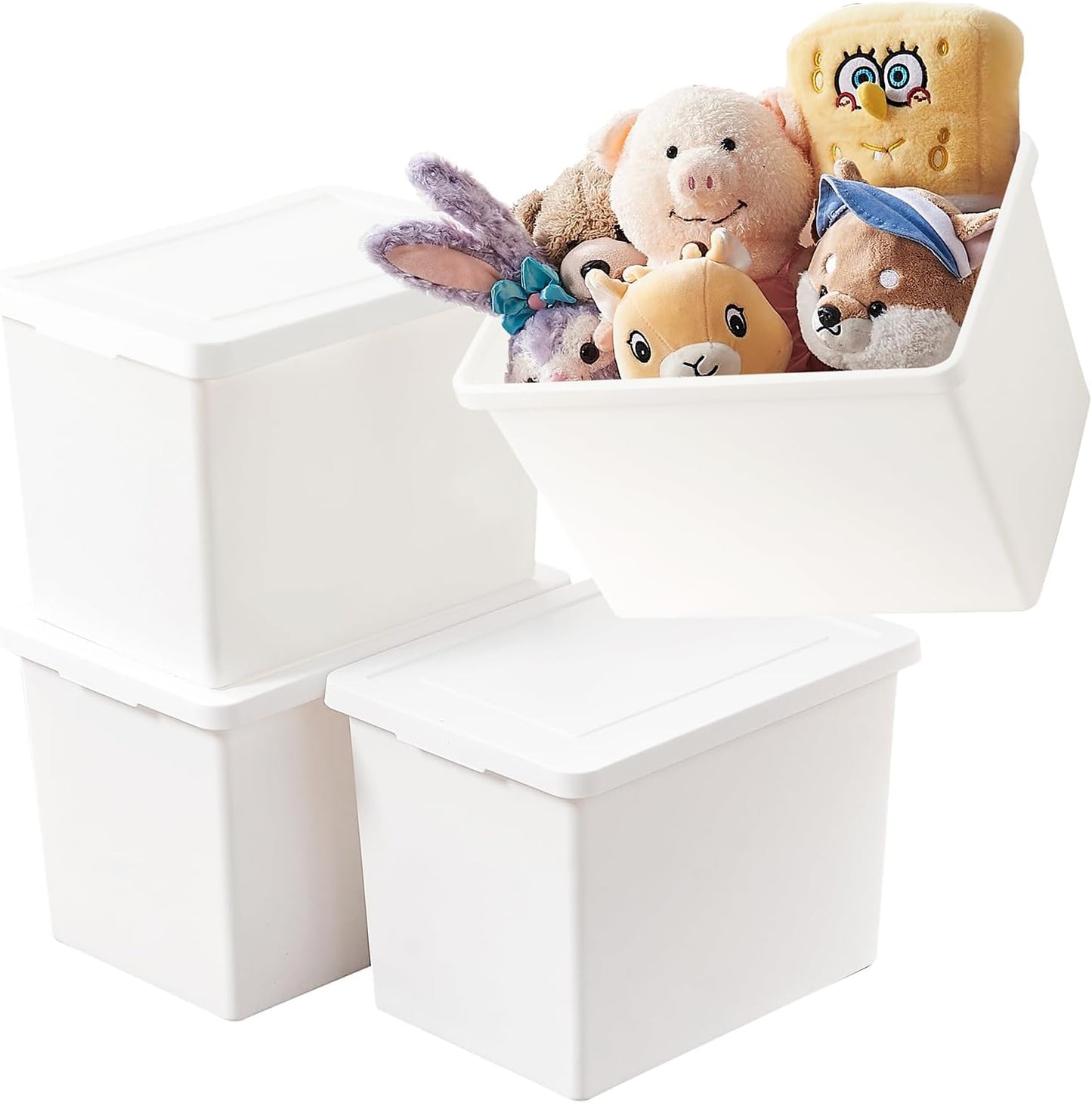 Yishyfier 15 Quart Stackable Plastic Storage Bins with LidsStorage Container for Organizing, Storage Boxeswith Handle for Shelves, Cube Storage Bin for CraftSnacks, (white,2L)