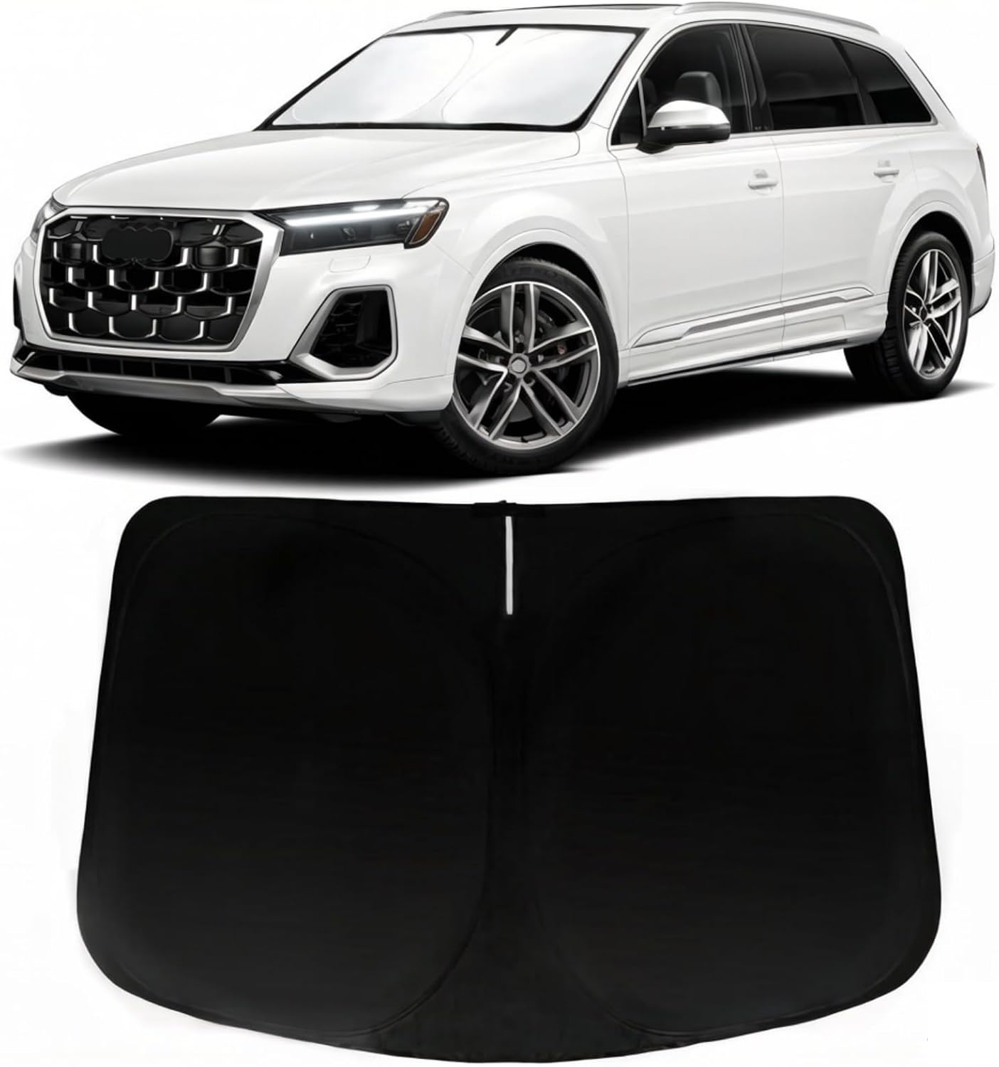 Windshield Sun Shade for 2011-2021 Jeep Grand Cherokee Accessories, Car Front Window Sun Visor Protector & Heat Shield | 240T Sunshade Protection Blocks UV Rays Keep Your Car Cooler