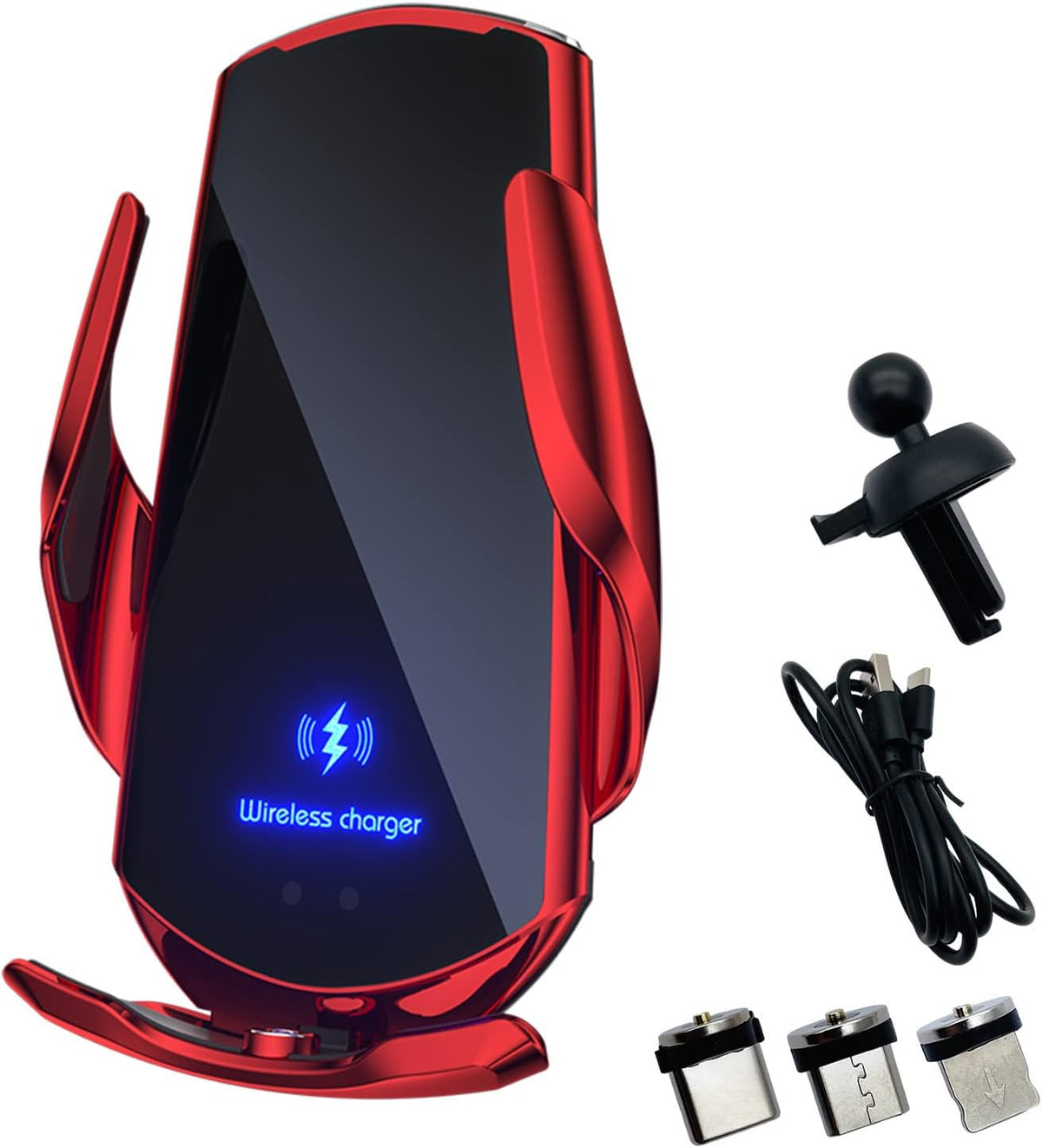 Wireless Car Charger Automotive Electric Induction 15W Wireless Charger Car Vent Mount Bracket Fast Charging Auto-Clamping Car Phone Holder Mount Air Vent Phone Holder Silver…