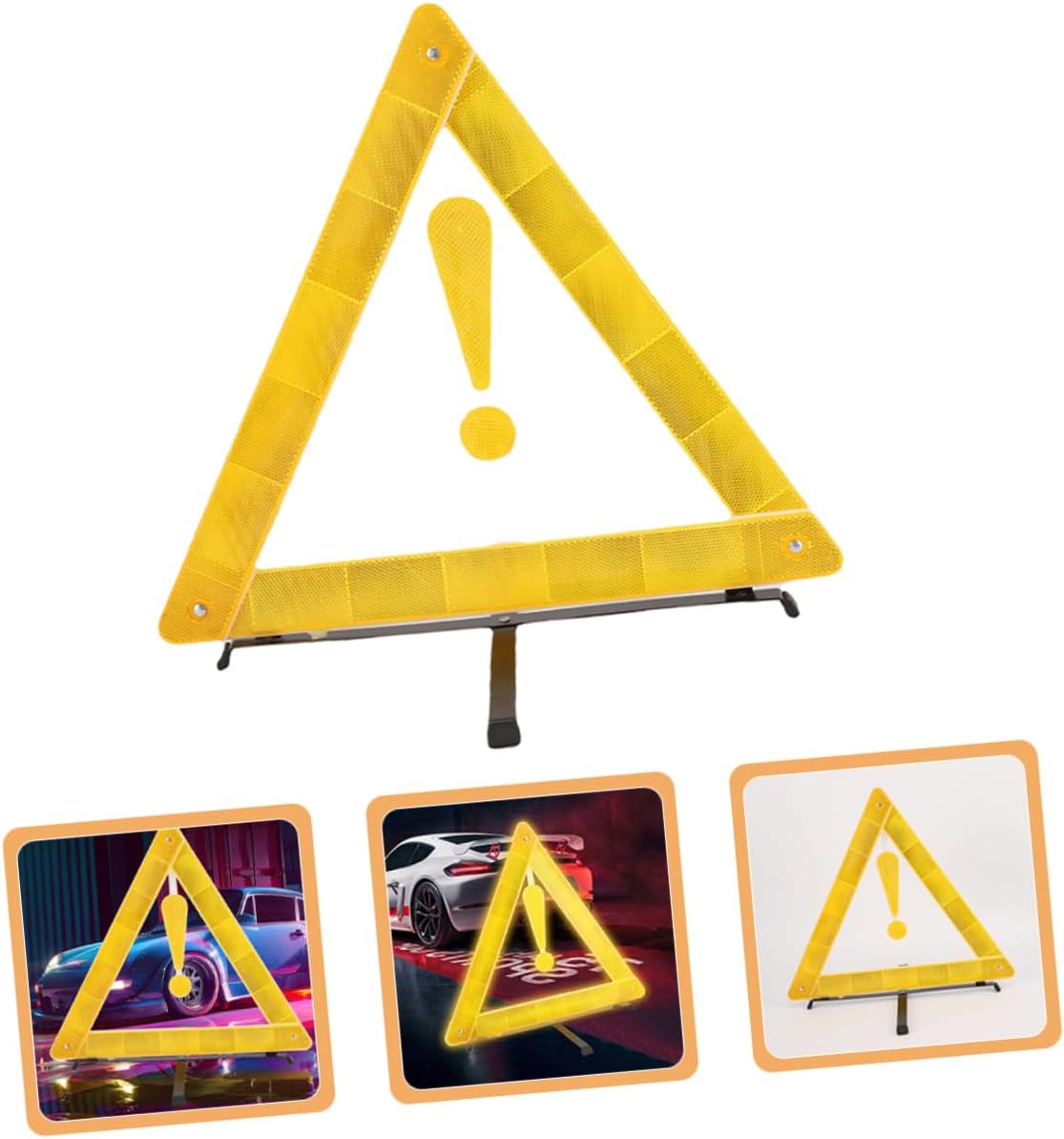 ULTECHNOVO Foldable Reflective Warning Triangle Sign for Emergency Parking Safety Reflector with High Visibility for Roadside Use and Car Inspections