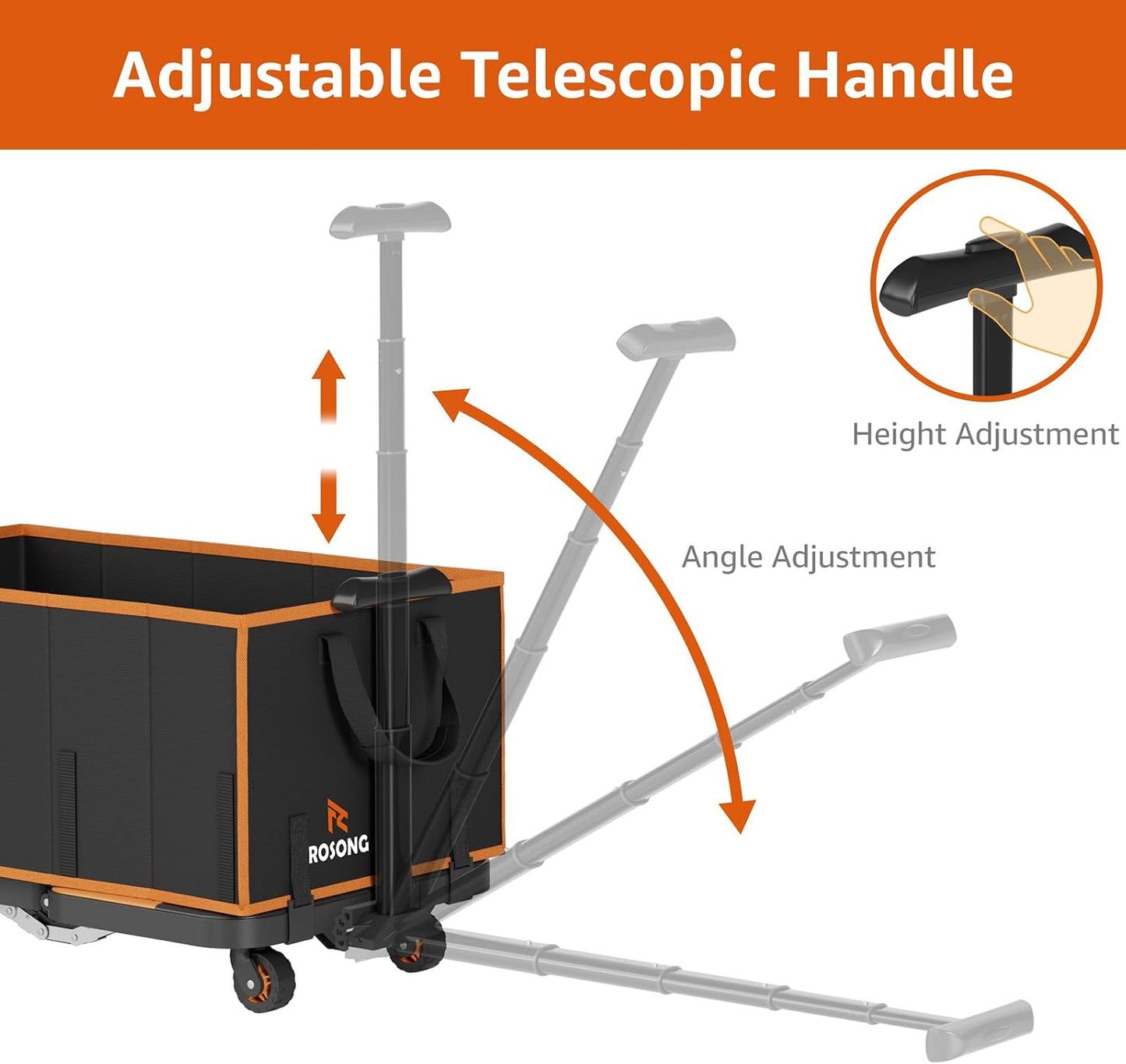 Collapsible Foldable Wagon Cart Heavy Duty, 3-in-1 Utility Dolly Wagons Carts with Wheels, Portable Folding Hand Truck with Removable Bag for Groceries, Laundry, Sports, Office
