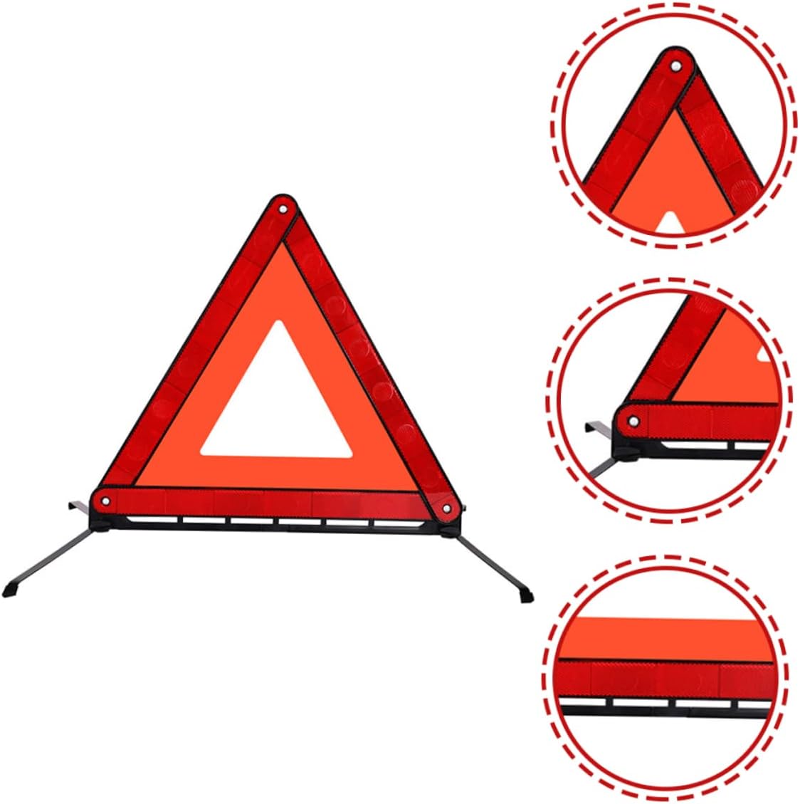 Homoyoyo Safety Warning Sign Foldable Emergency Triangle Reflector for Roadside Use Stable Design with Skid Base for Road Construction and Vehicle Maintenance