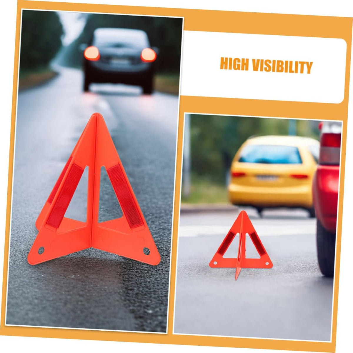 5pcs Red Plastic Emergency Road Triangle Warning Signs for Vehicles