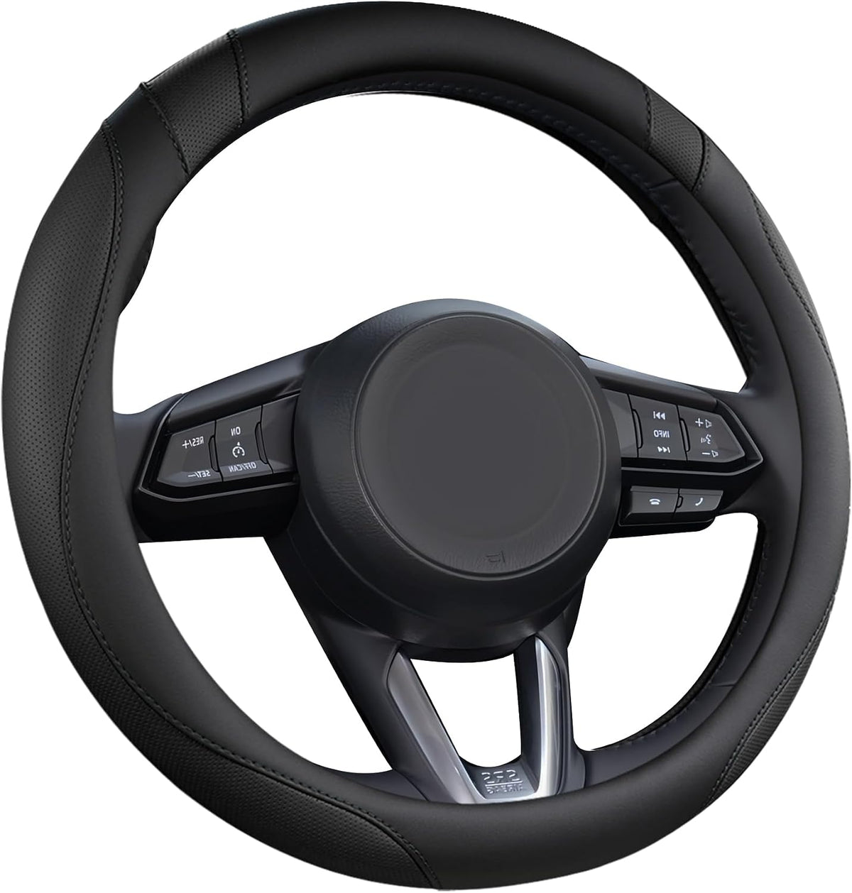 West Llama Car Steering Wheel Cover for Mazda 3,5,6,CX-3,CX-5,CX-30,CX-50,CX9,CX-9,MX-5 Miata,CX-7,RX-8,14.5-15 inches(Black-Standard Size)