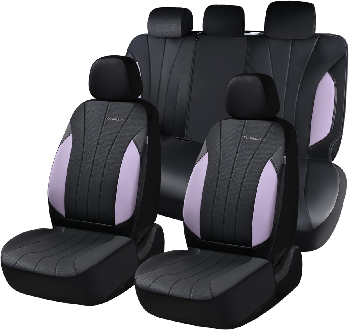 Coverado Car Seat Covers Front Seat, Luxury Leather Car Seat Protector, Automotive Front Mesh Seat Covers, Orange&Black Seat Cushion for SUV Sedan Truck
