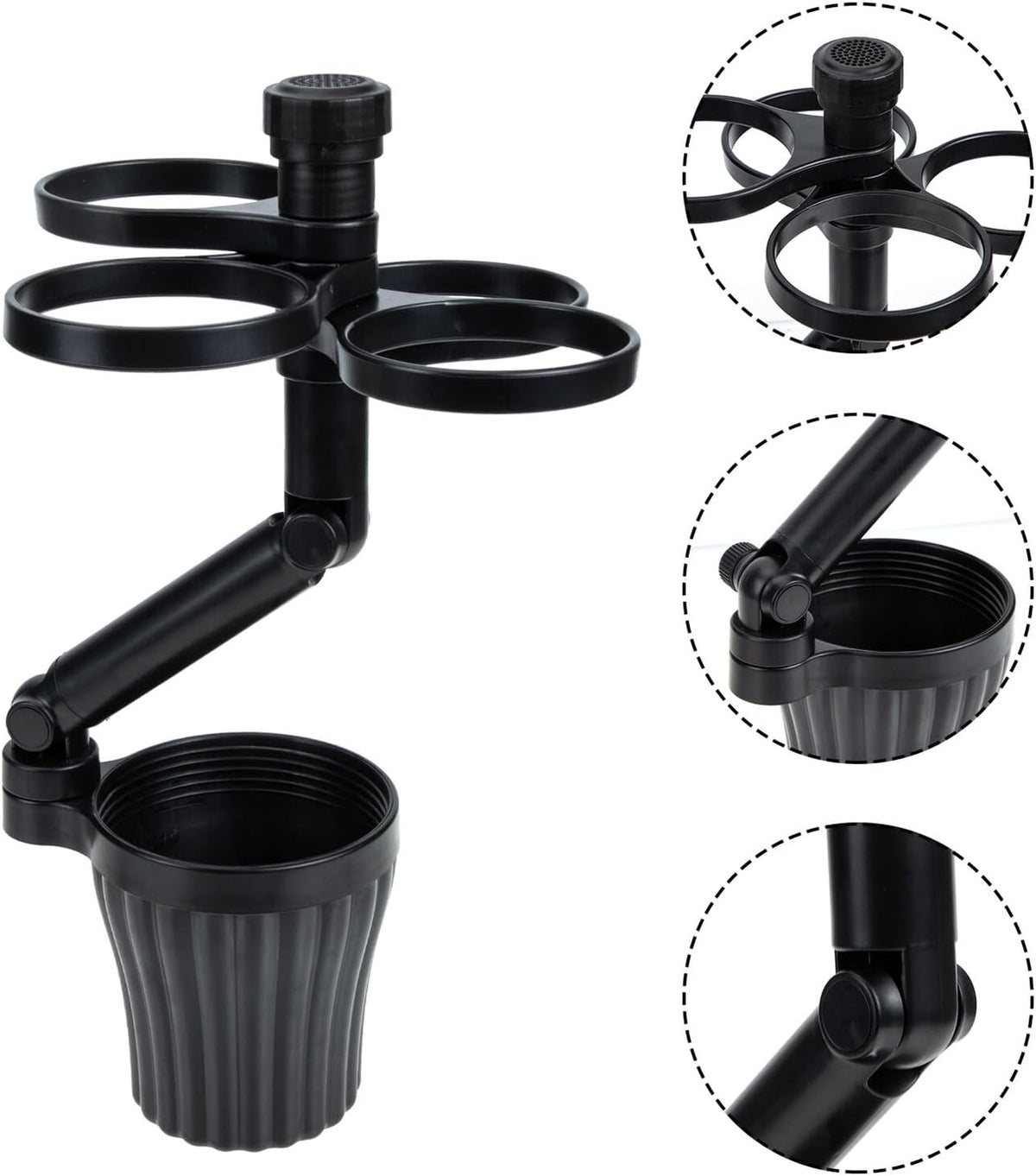 Car Cup Holder Expander Black 360 Degree Rotating Adjustable
