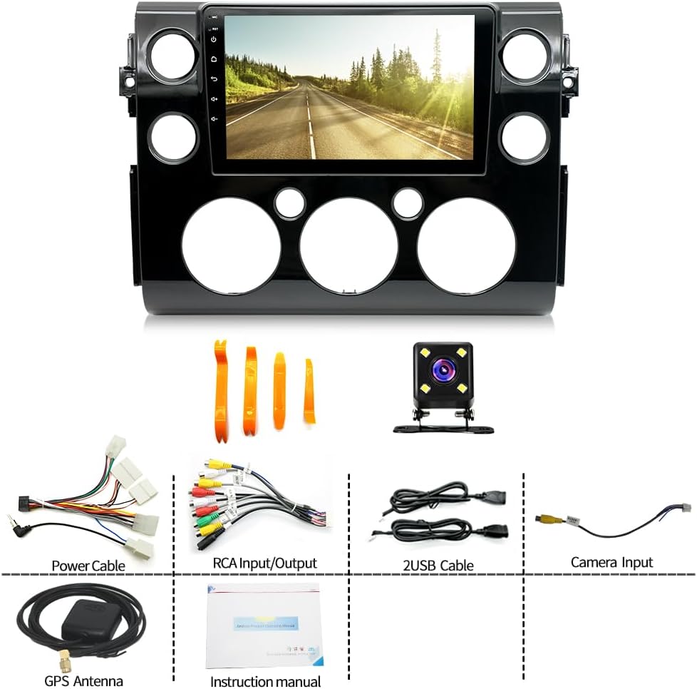 Android 13 Car Stereo Radio Compatible for Toyota Fj Cruiser 2007-2013, 9inch Touch Screen Car Radio with GPS Navigation Mirror Link Bluetooth WiFi FM/RDS SWC Mic AHD Backup Camera - 2+32GB