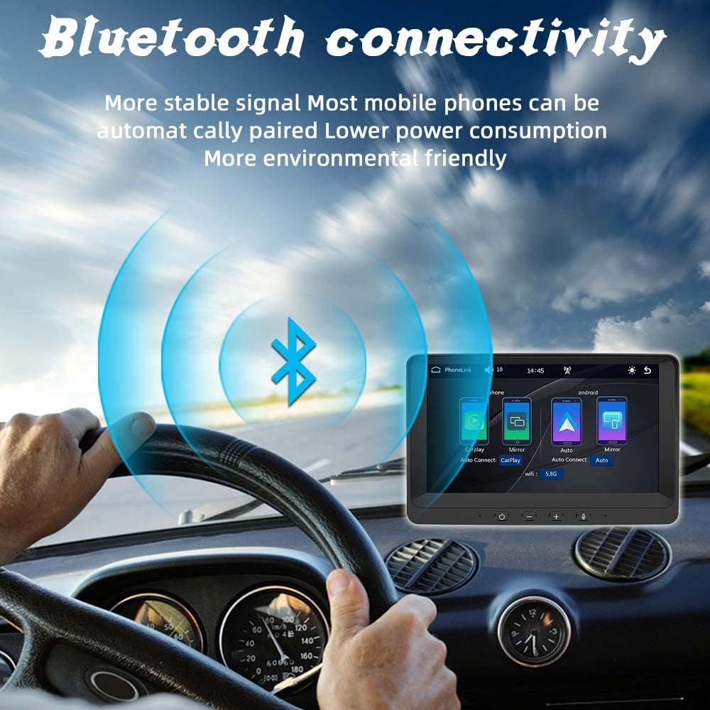 Portable Car Radio Compatible with Carplay and Android Auto 7 Inch IPS Touchscreen Car Stereo Bluetooth Hands-Free/Mirror Link, FM Transmitter, with Backup Camera