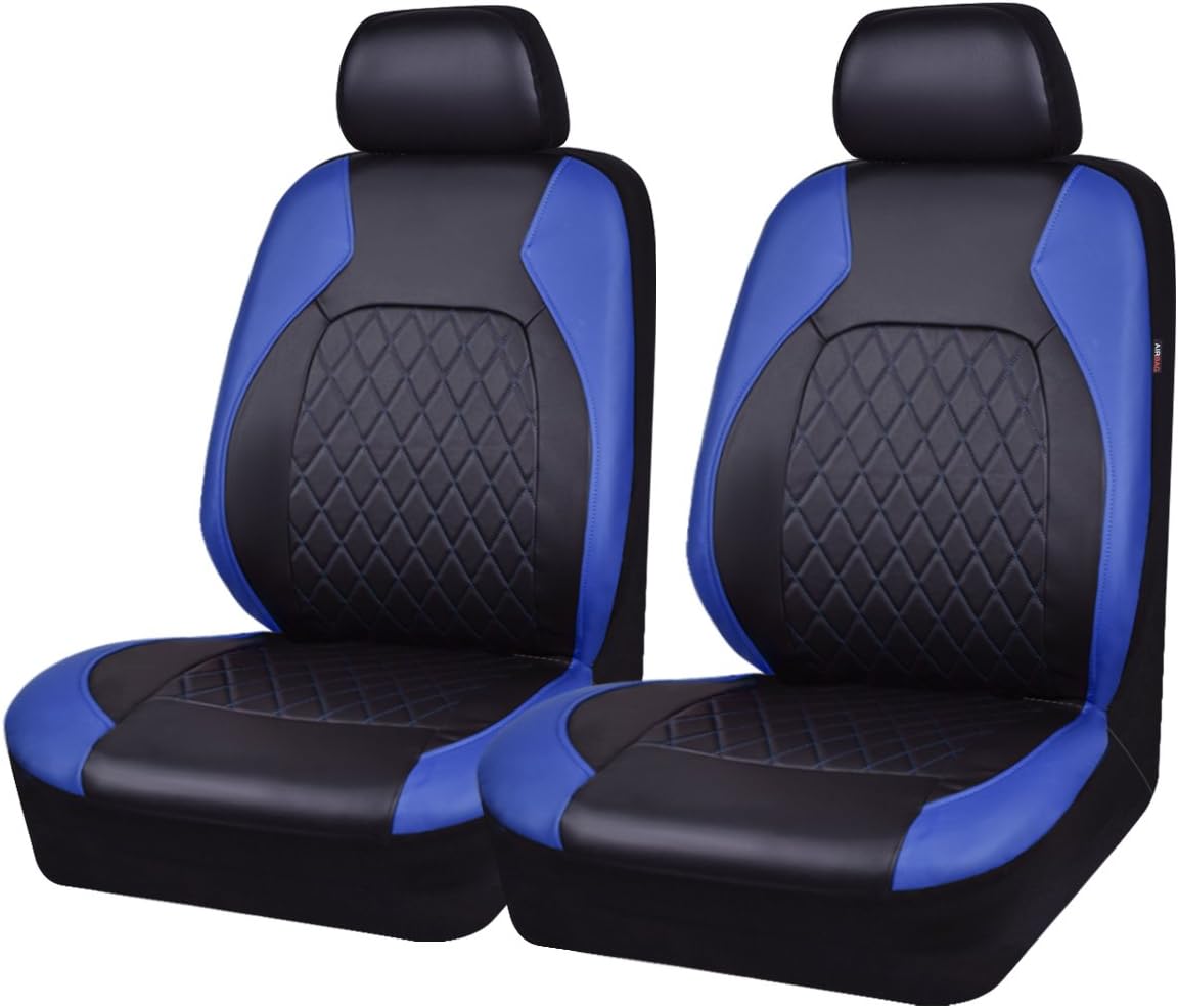 Universal Pu Leather Car Seat Covers Front Seats only, Airbag Compatible, Water-Resistant Durable Premium Vinyl, Fit for 95% Vehicles,Cars,Vans,SUV,Sedans (Luxury 2 PCS All Black)