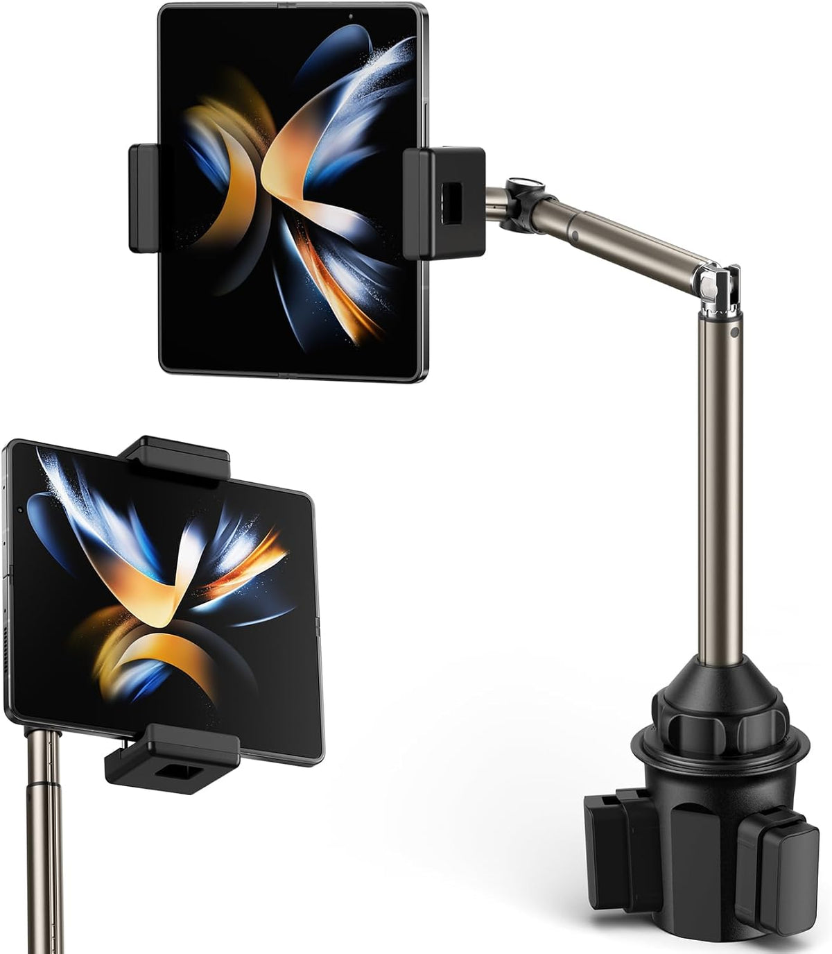 JSAUX Car Cup Holder Phone Mount, Metal Long Arm, Adjustable Base