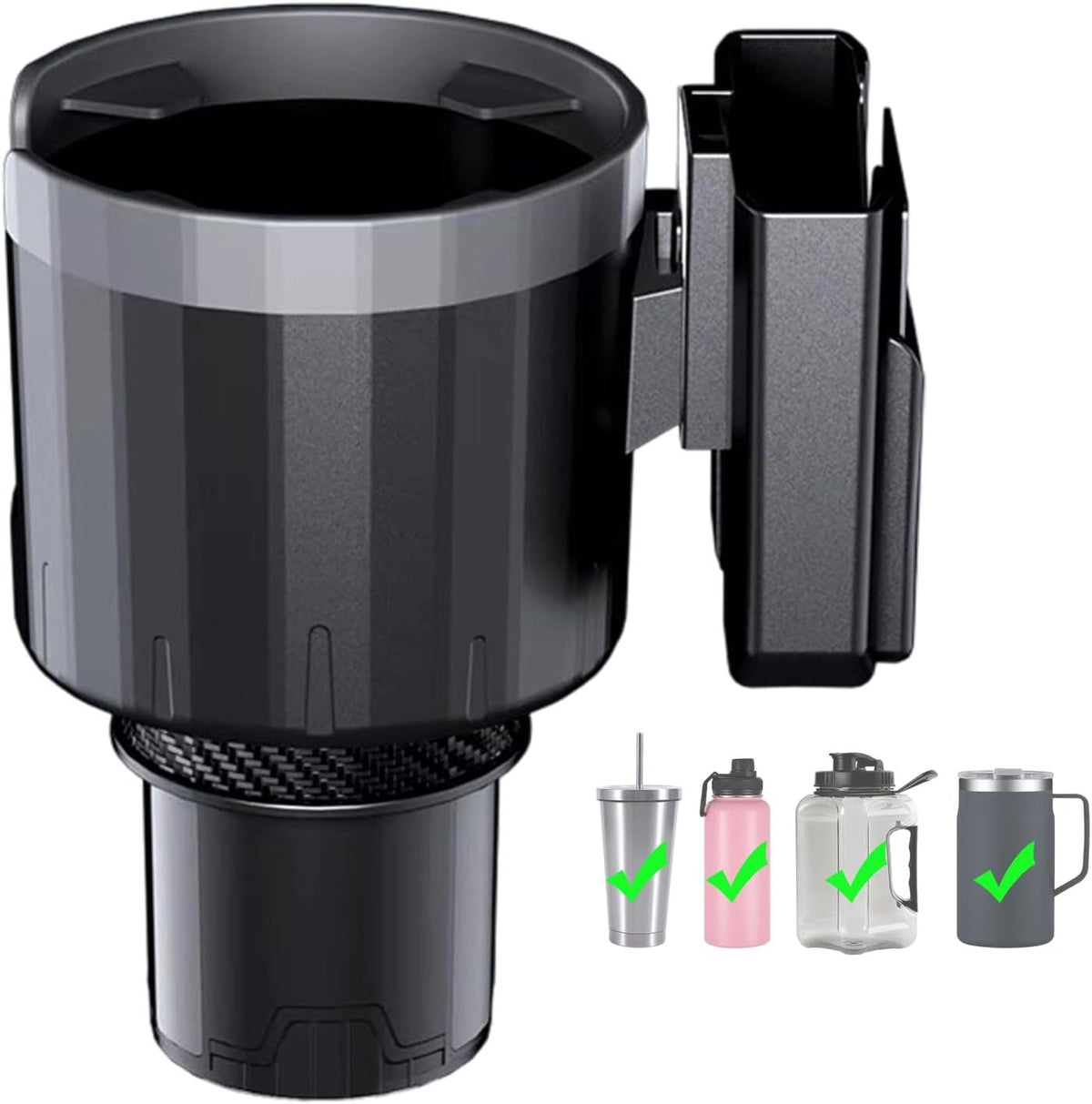 Car Cup Holder Expander with Phone Holder for Kia EV6 GT-Line EV SUV 2022-2025, Extra Wide Drink Caddy Adjustable Base for 105mm Bottles Handled Mugs,Without Phone Holder