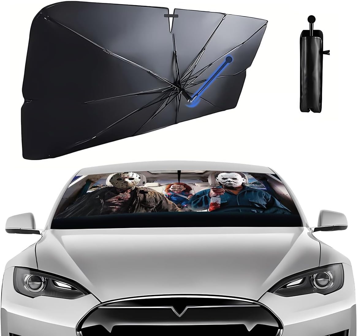GENANY Skellington Umbrella Sunshade for Car Windshield (57x31 Inches)