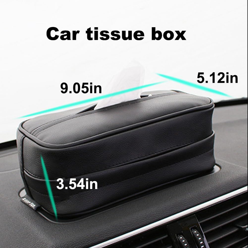 Car Tissue Holder, Travel Napkin Dispenser - PU Leather Fits Most Cars, SUVs, Trucks, and Vans
