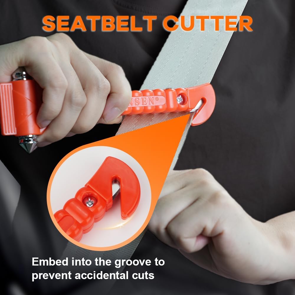 SINSEN Window Breaker Seatbelt Cutter, Car Safety Hammer, Life Hammer Car Escape Tool, Portable Escape Kit