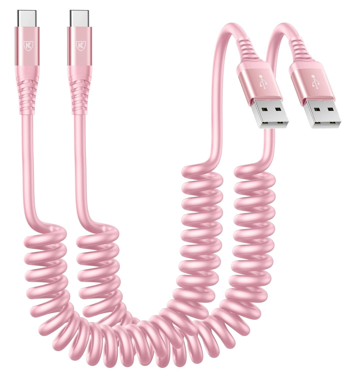 USB C Cable 6ft, 2Pack USB A to USB C 3A Fast Charging, Coiled Type C