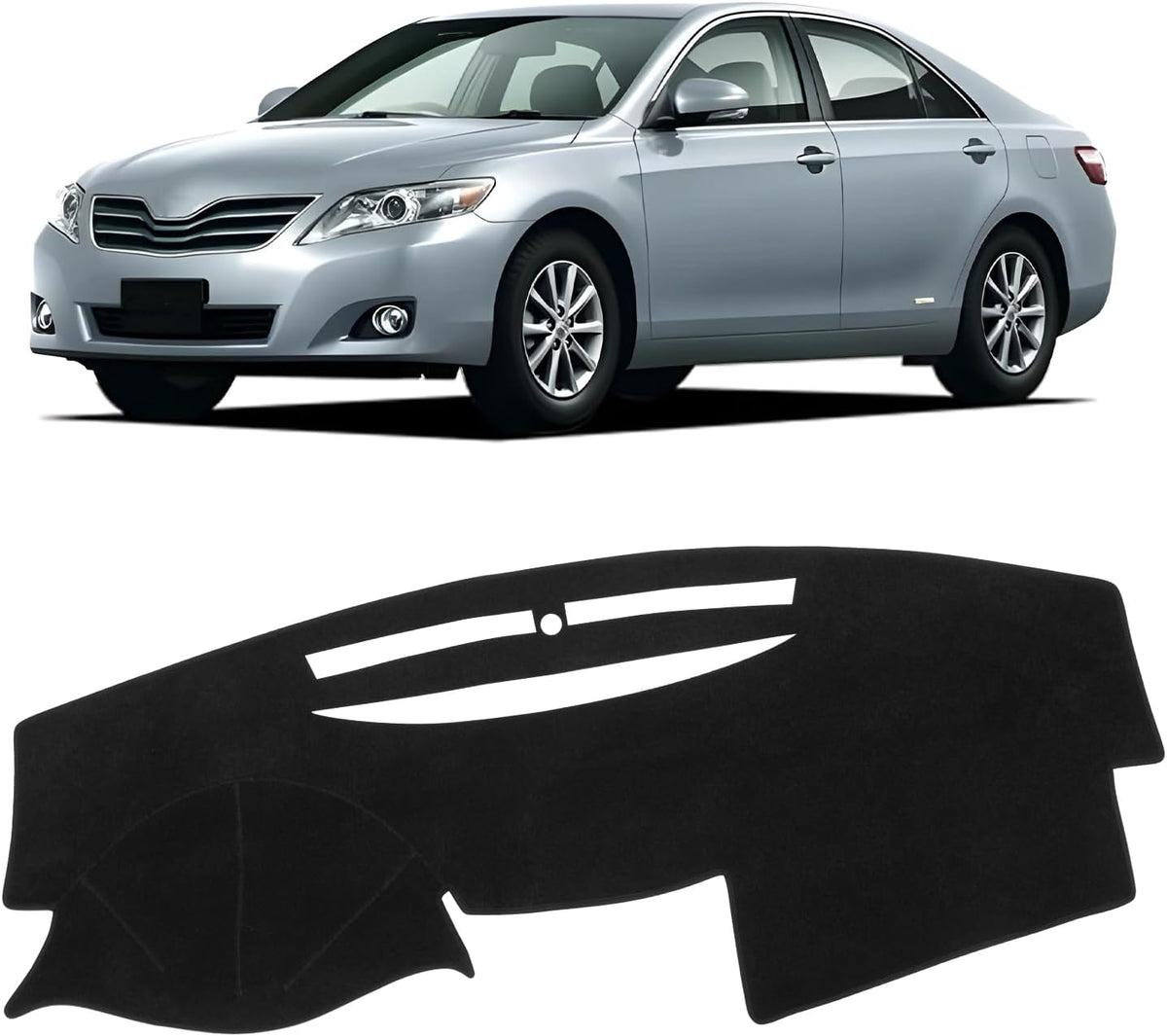 KUST Gray Dash Cover for Toyota Camry 2007-2011 【Speaker Holes were not Pre-Cut】 Dashboard Cover Accessories for Camry Non-Slip Polyester Dashboard Mat