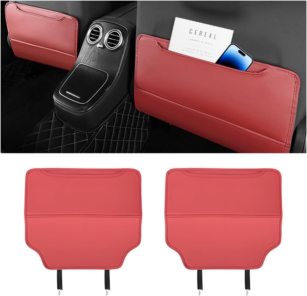 Zpana 2PCS Car Kick Mat Back Seat Protector, Microfiber Leather Vehicle Back Seat Cover with Storage Pocket, Automotive Backseat Anti-Kick Pad for Kids Pets, Universal for Truck SUV RV (Black)