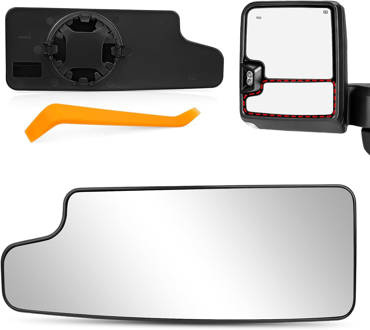 Passenger Side Lower Towing Mirror Glass for 2019-2025 Silverado Sierra