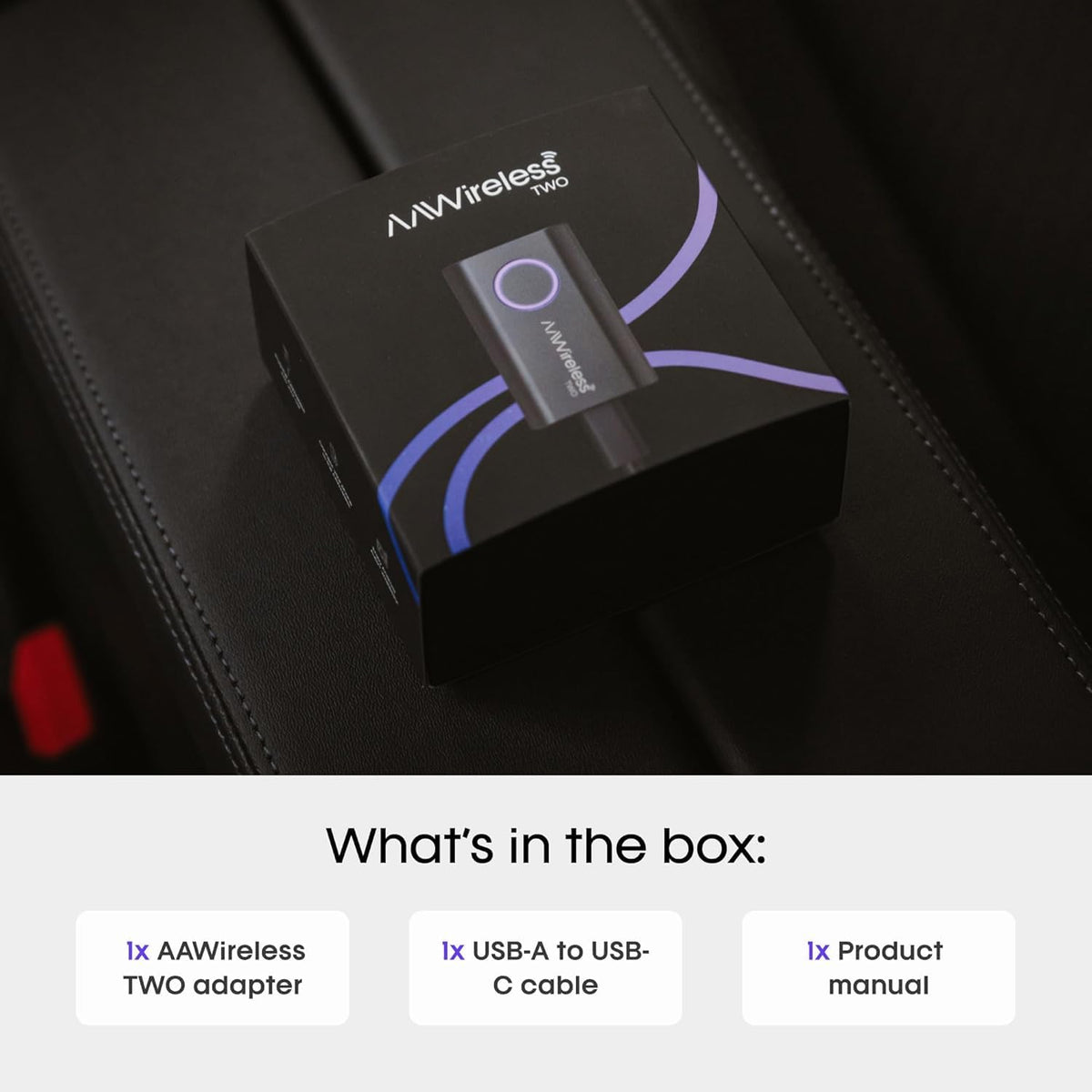 AAWireless Two – Wireless Android Auto Adapter – Convert Factory Wired Android Auto to Wireless – Bluetooth & Wi-Fi Auto Connect – Easy Plug & Play – Multifunction Button – Made in Europe