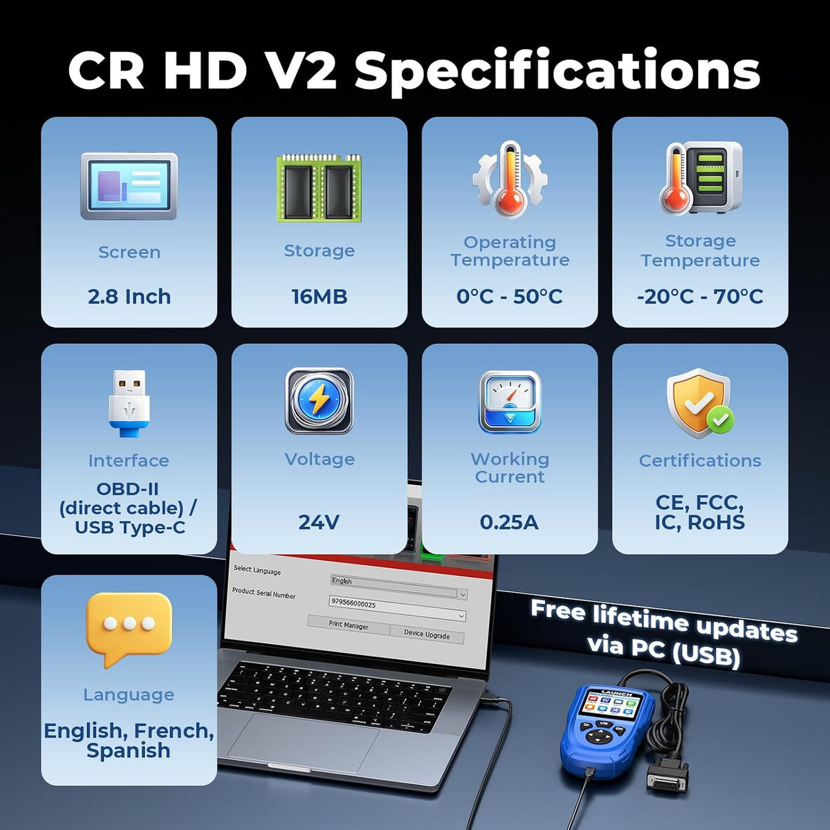 LAUNCH CR HD V2 Heavy Duty Truck Scanner 2026 Diesel Full-System Scan Tool