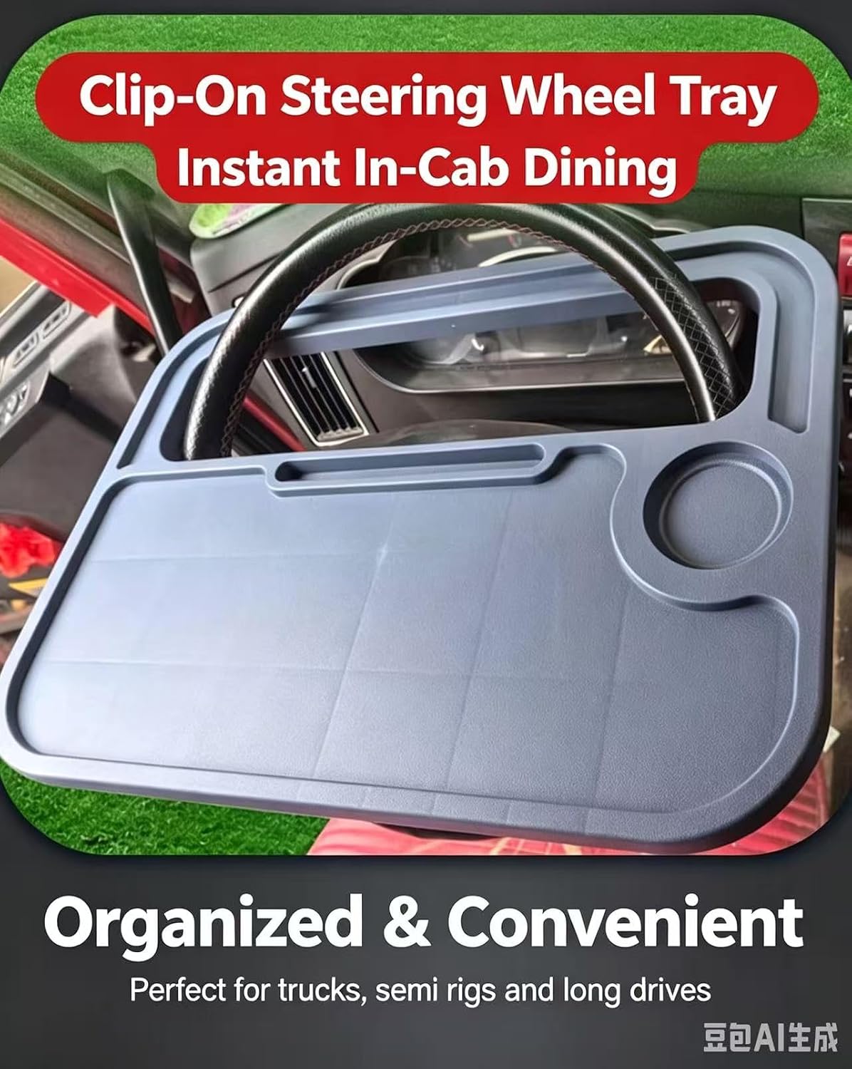 Extra Wide Heavy Duty Steering Wheel Tray for Kenworth T880