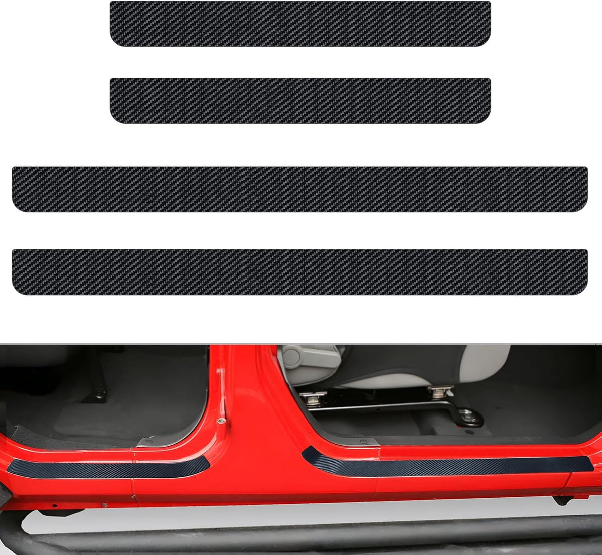 No Adhesive Magnetic Car Door Sill Protector, Anti-Scratch Carbon Fiber Door Entry Guard, Universal Door Threshold Protector Cover Fits for Most Cars(Carbon Fiber Black)