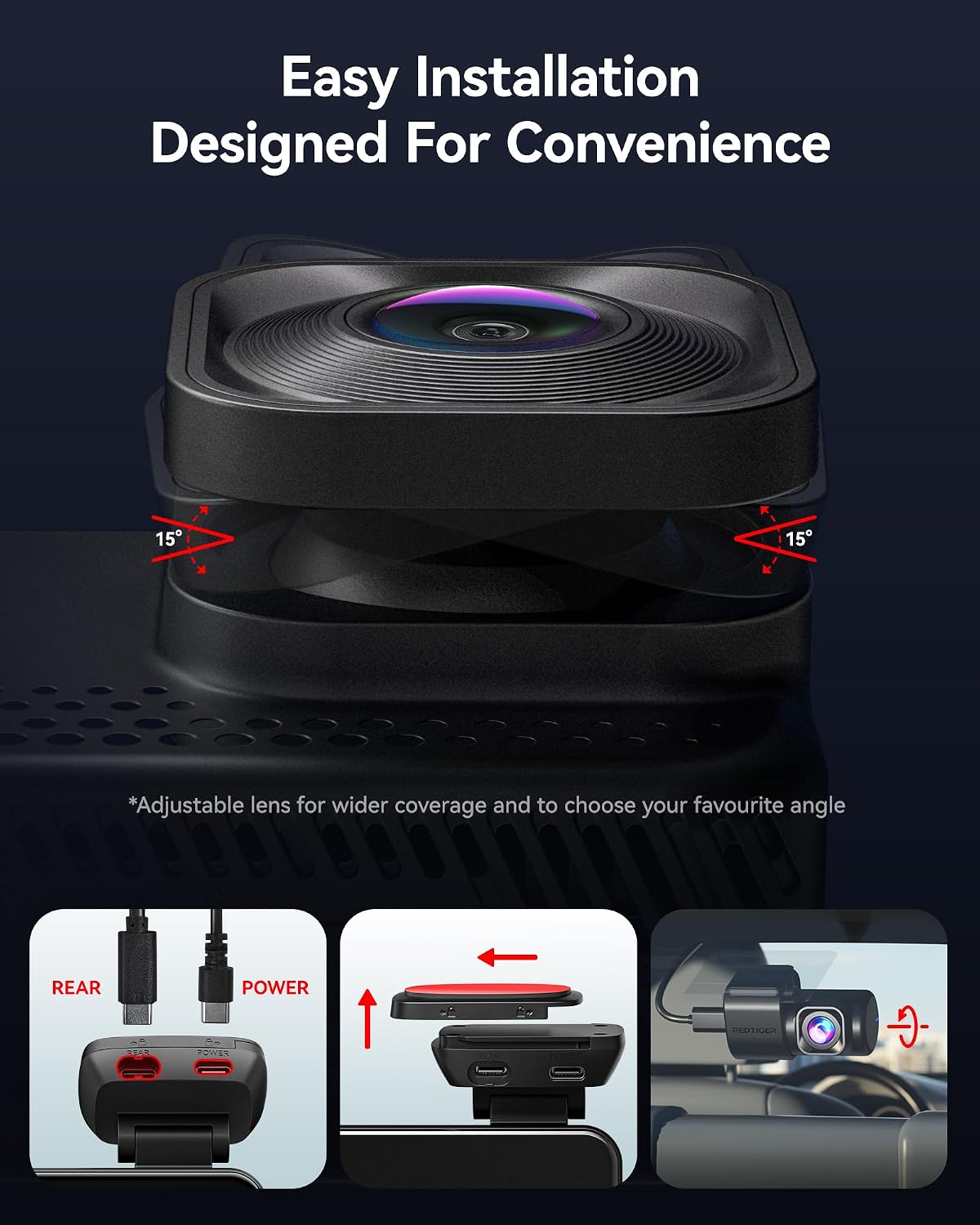 REDTIGER VC70 4K+2.5K Dash Cam, STARVIS 2 IMX678, Dual HDR, 30MB/s WiFi