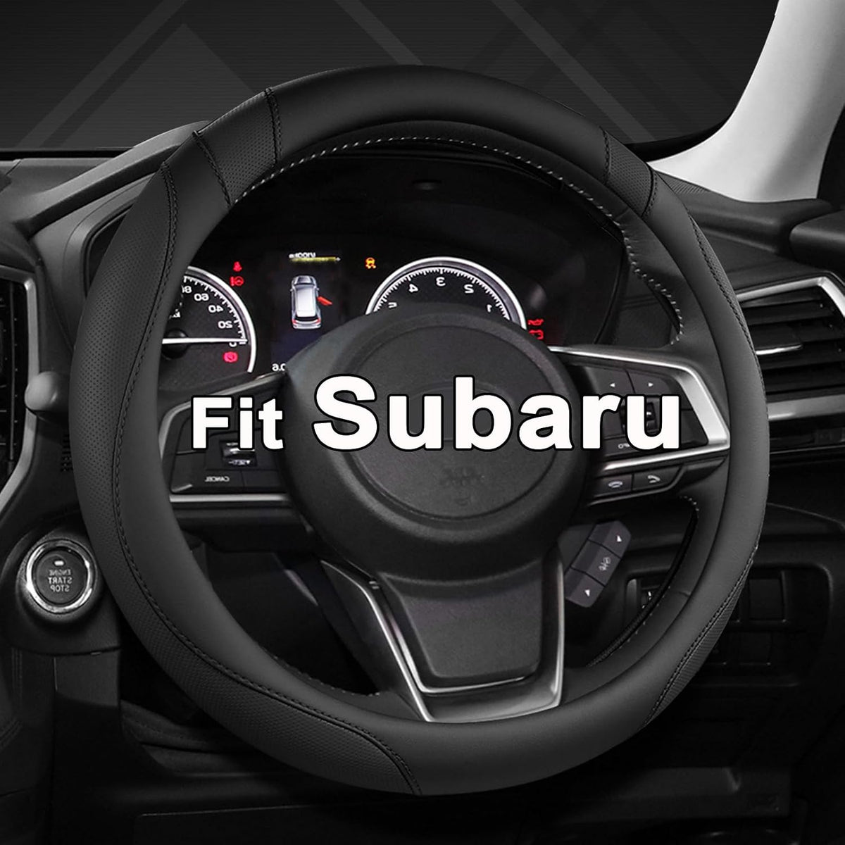 West Llama Customized Auto Car Steering Wheel Cover for Subaru Forester,Outback,Crosstrek,Impreza,Legacy,14.5-15 inch (Black+Gray-Standard Size)