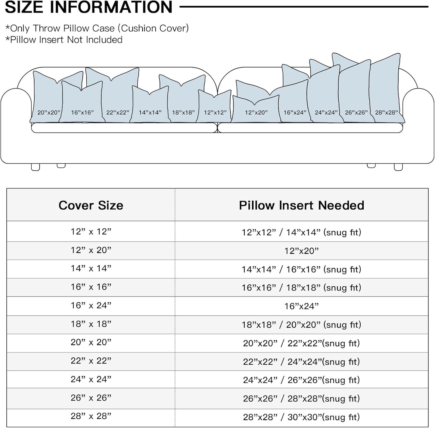 OTOSTAR Linen Throw Pillow Cover Set of 1 Decorative Square Pillowcases Cushion Covers 24x24 Inch for Home Decor Sofa Bedroom Car 60 x 60CM Blue Grey