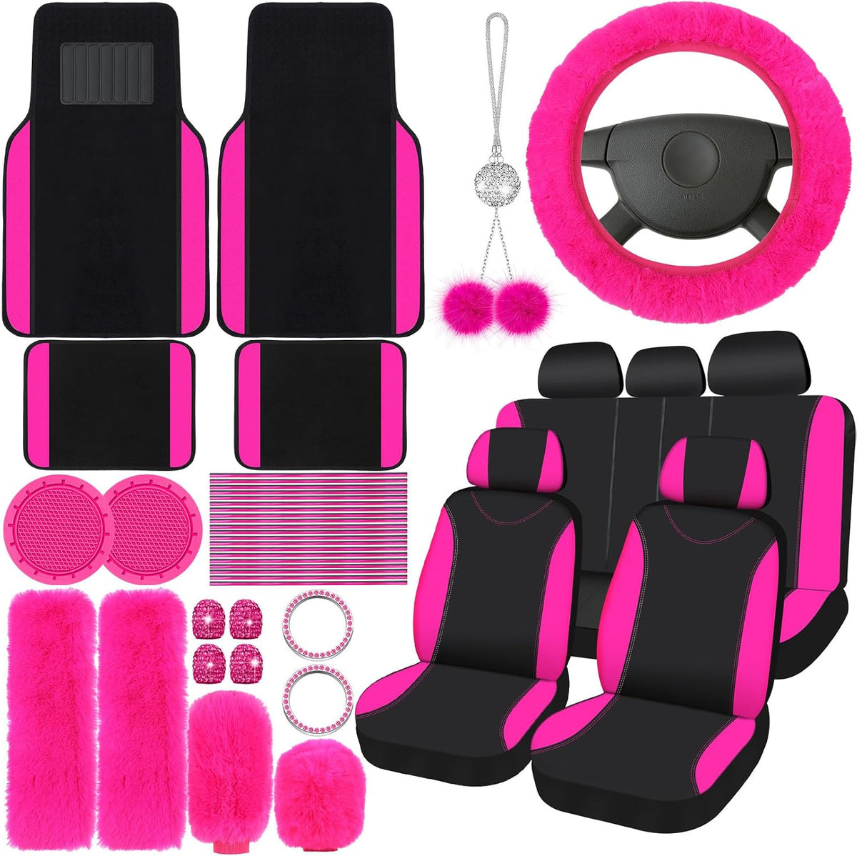 Woanger 47 Car Seat Cover Full Set Car Accessories for Women, Mint Green