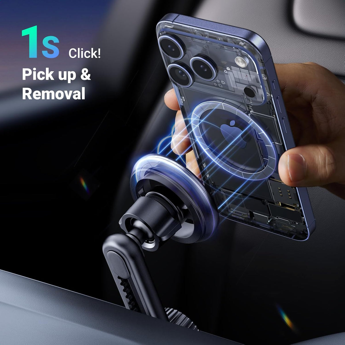 UGREEN Magnetic Phone Mount for Car Compatible for Magsafe, Not Blocking Air Vent, Strengthen Magnetic Power Car Phone Holder Compatible with iPhone 16 15 Pro Max 14 13 12 Pro Mini MagSafe Case