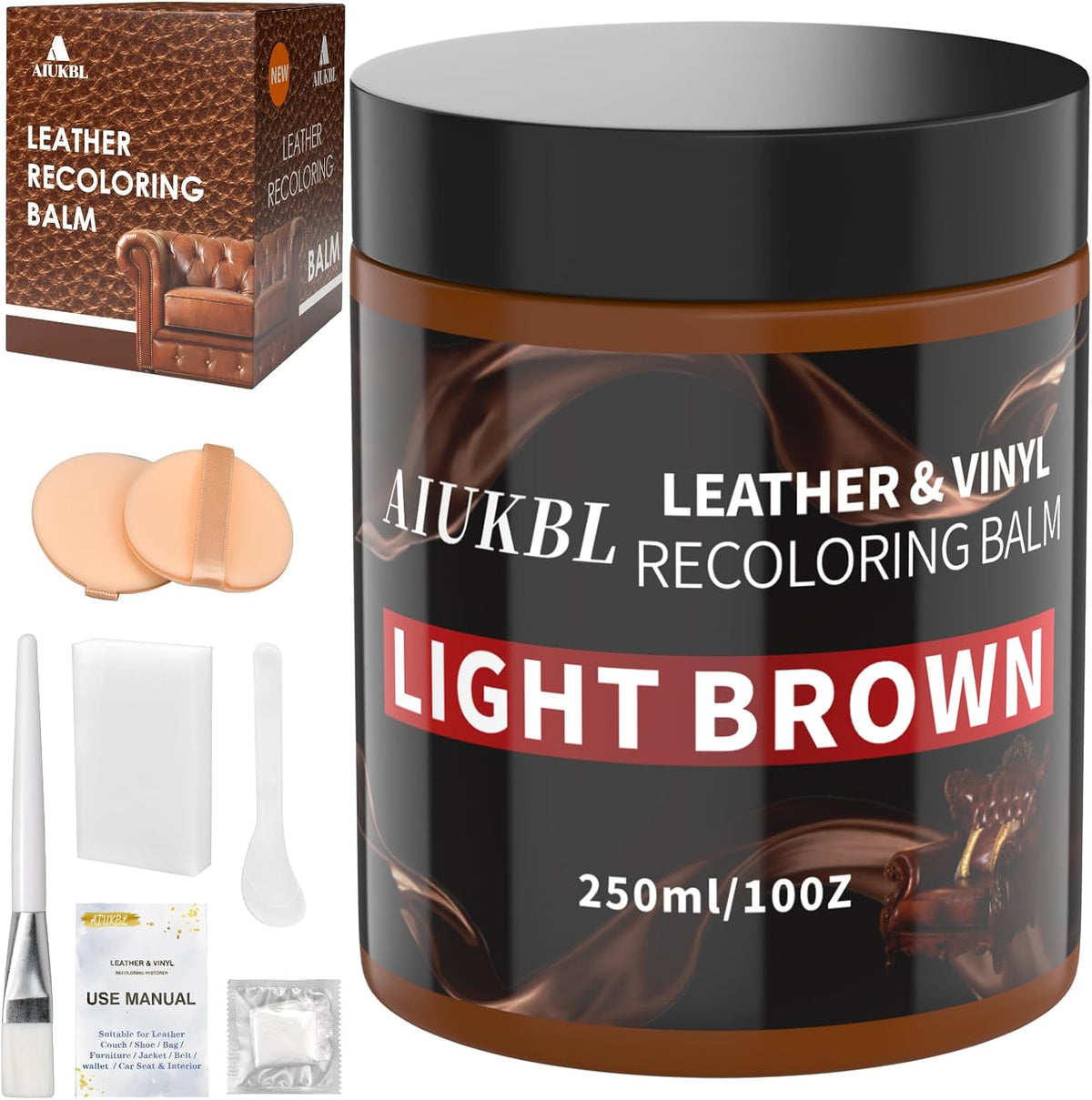 Leather Recoloring Balm, Leather Color Restorer, Leather Restorer for Couches, Leather Scratch Remover, Leather Scratch Repair, Leather Repair Kit for Furniture, Leather Dye (Medium Brown)