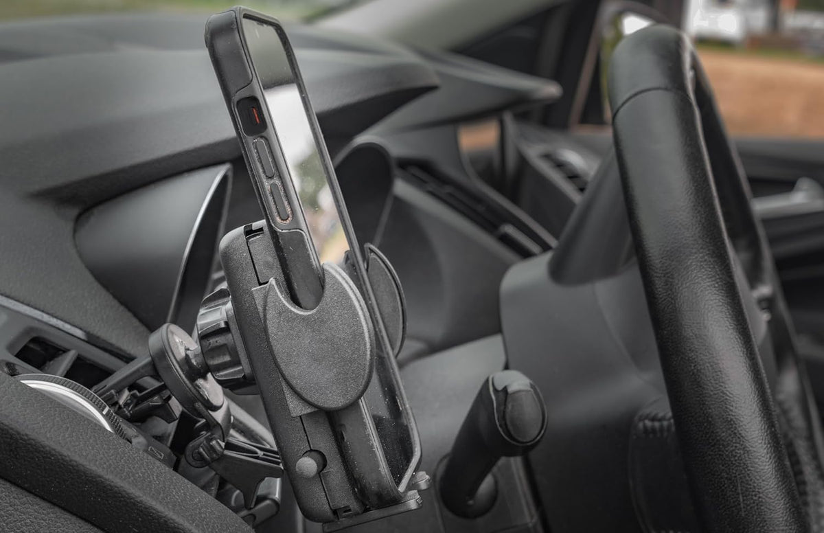 AutoExec Reach Desk Front Seat Car Desk and Portable Workstation with Tablet Mount and Phone Vent Clip, Black