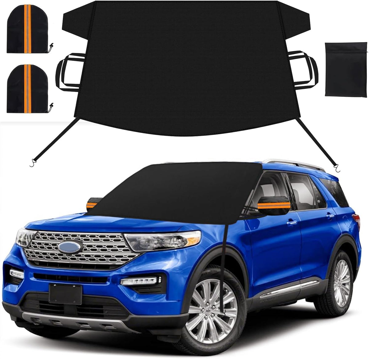 Car Windshield Cover for Ice and Snow Heavy Duty 600D Waterproof Oxford Fabric Windshield Snow Cover Fit for Most Cars Trucks Suvs Essential Car Winter Accessories X-Large Size (82.8 x 47 Inch)