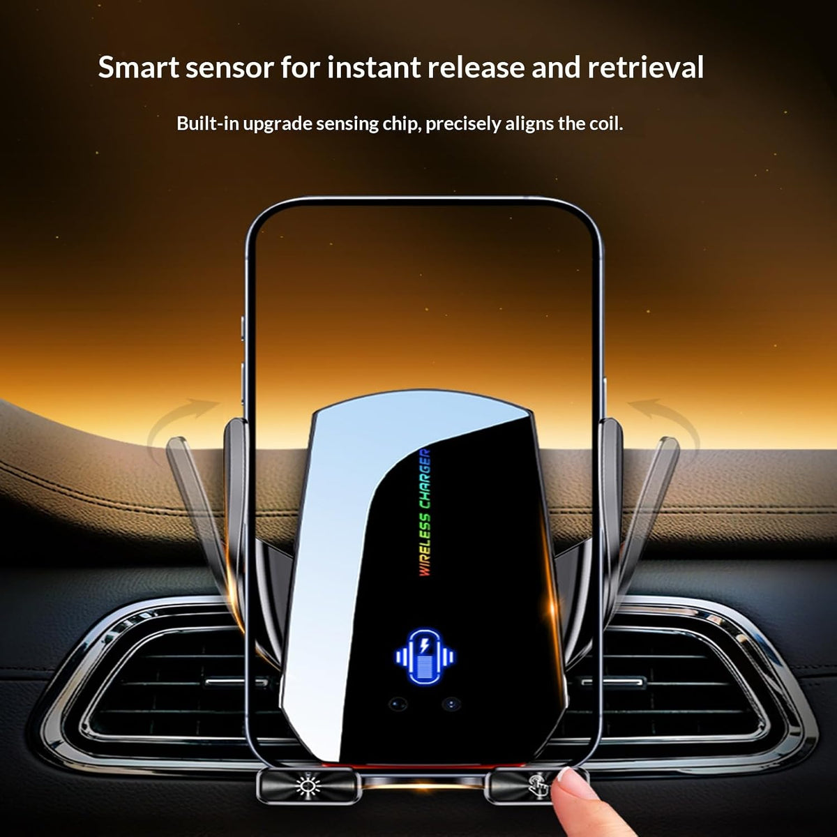 Wireless Car Charger,Phone Mount for Car Wireless Charger,15W Fast Charging Car Phone Holder Mount,Car Wireless Charger Universal Compatibility with All Wireless Charging Smartphones(Black)